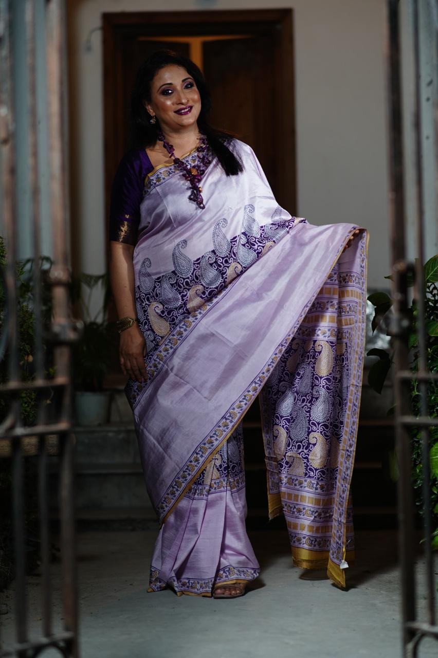 Silk Violet Audy Saree