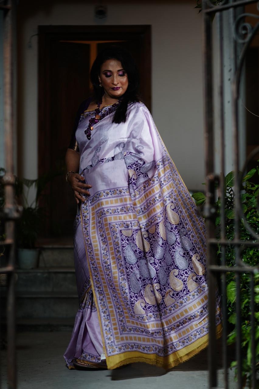 Silk Violet Audy Saree