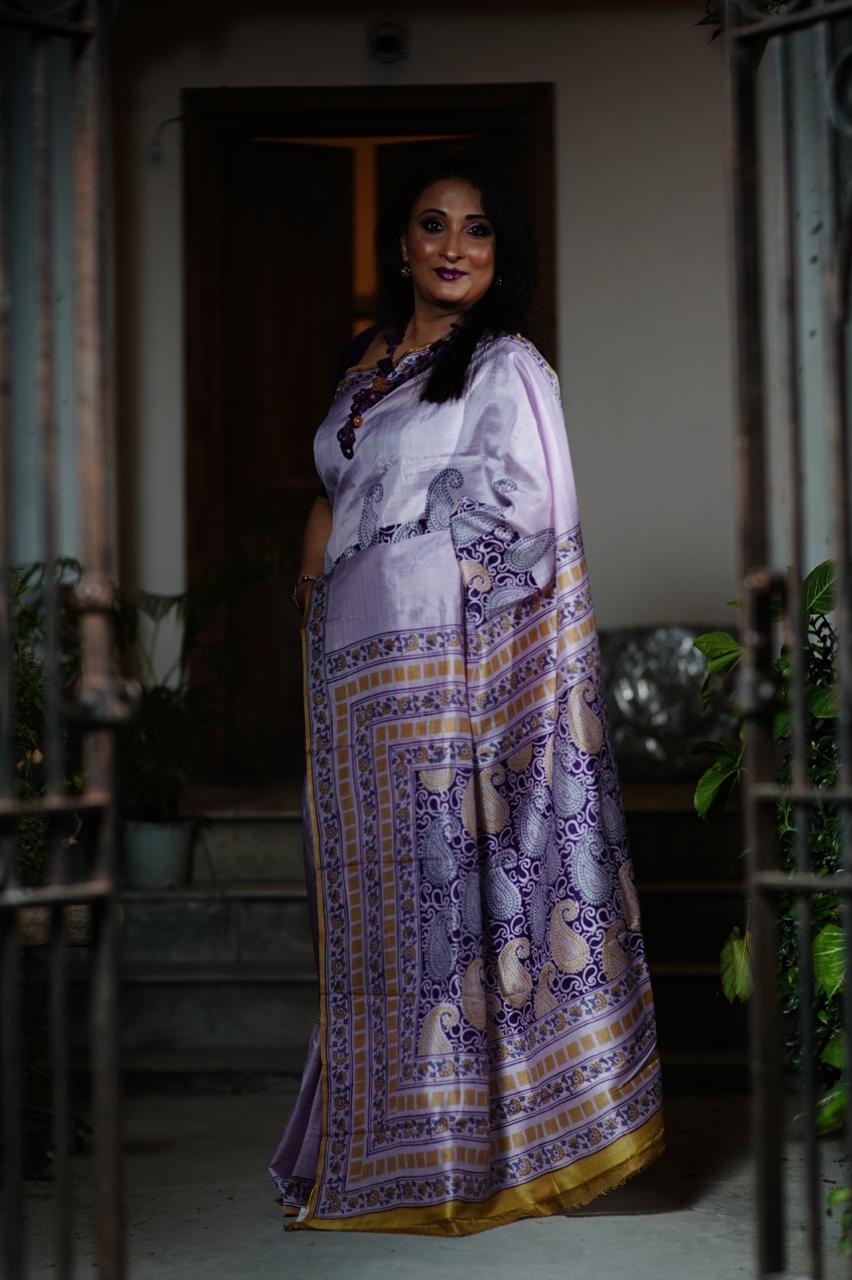 Silk Violet Audy Saree
