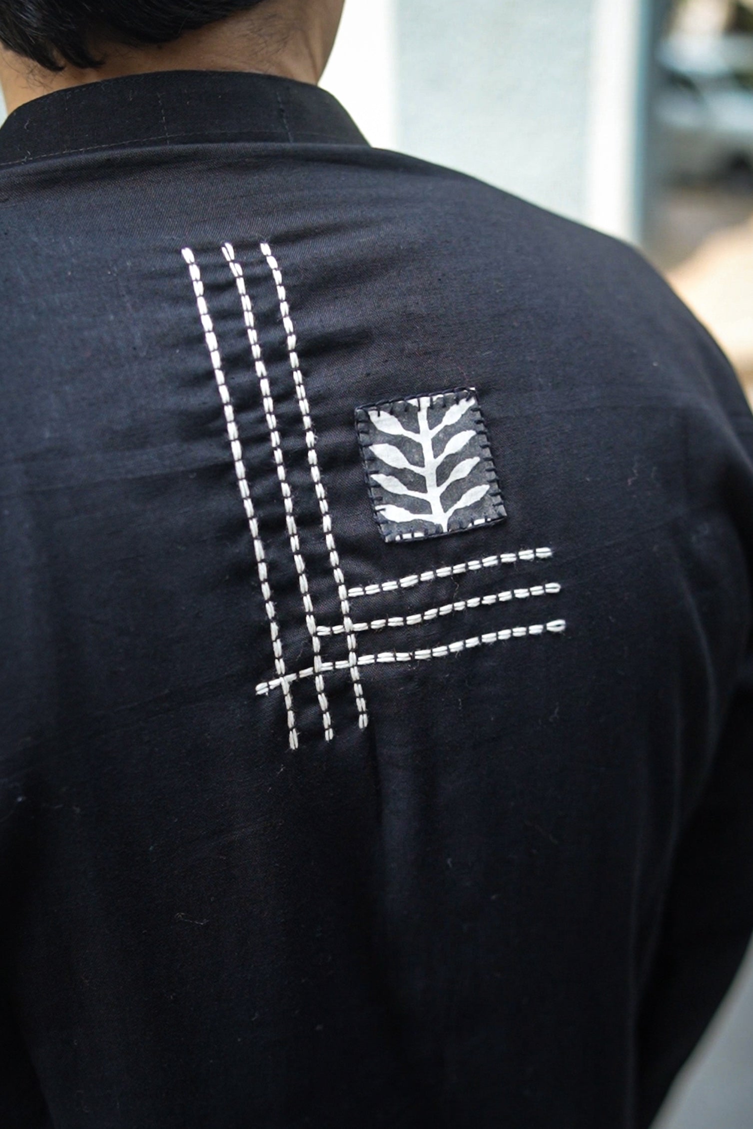 BLACK KURTA PRINT AND EMB SSR