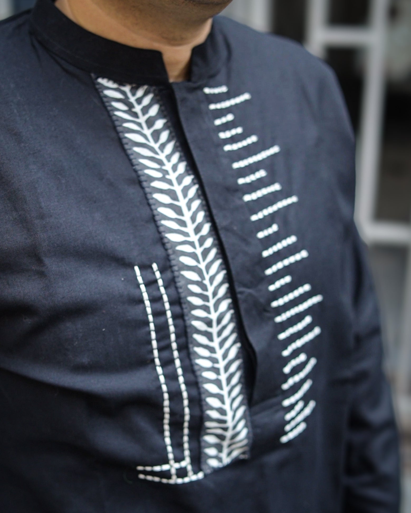 BLACK KURTA PRINT AND EMB SSR