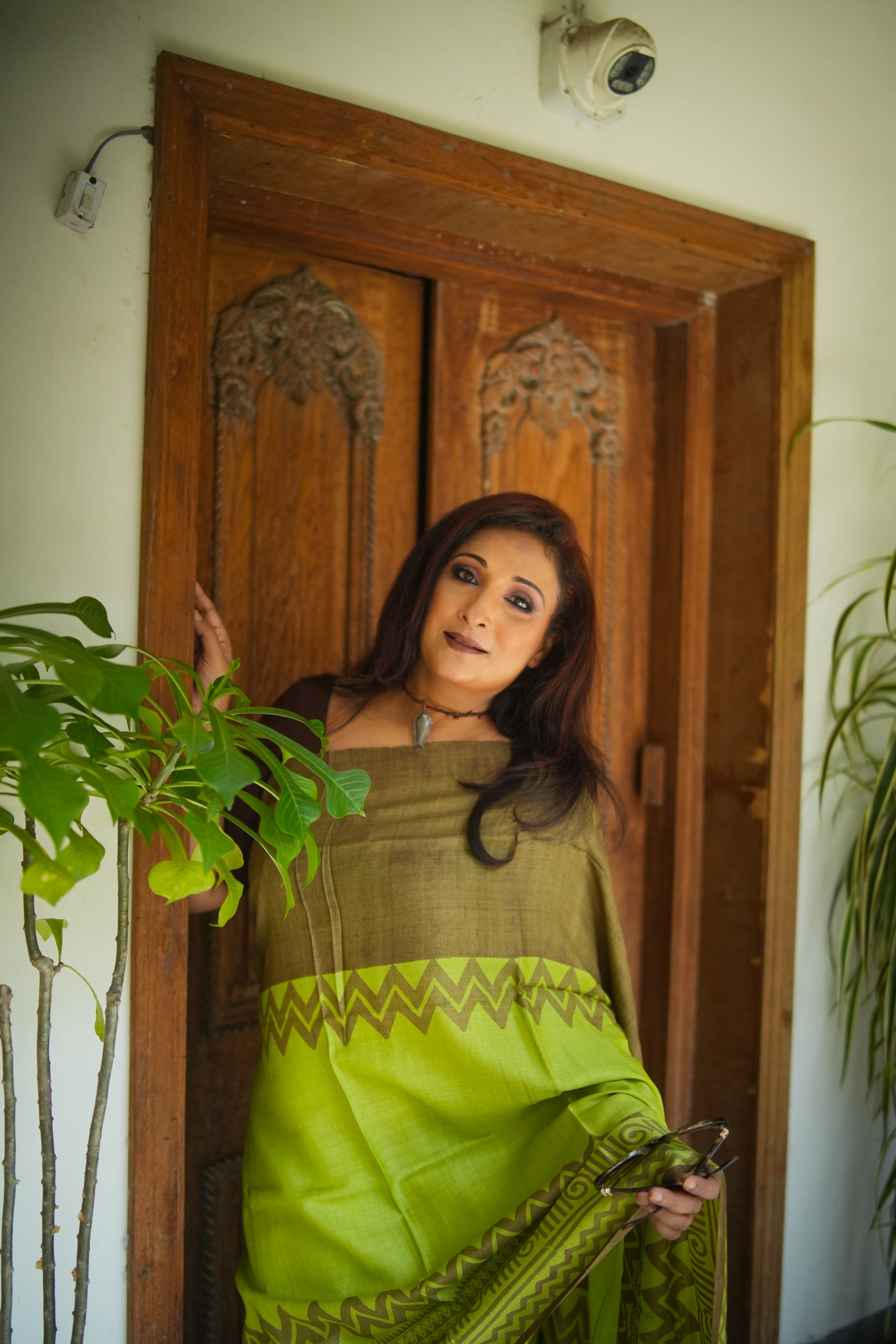 SAREE TUSSER GREEN LALIE-AUDY