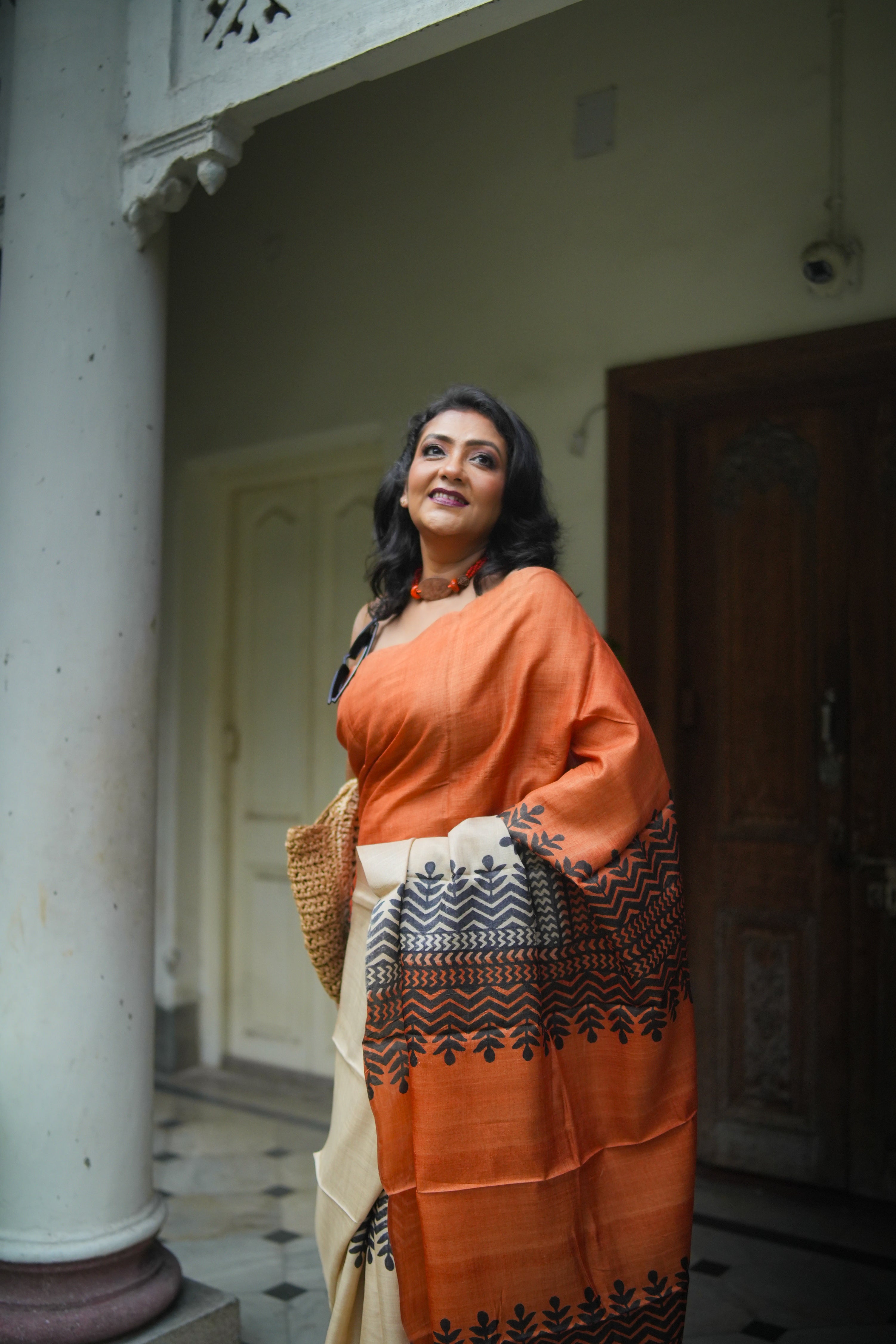 SAREE TUSSER - RUST LALIE