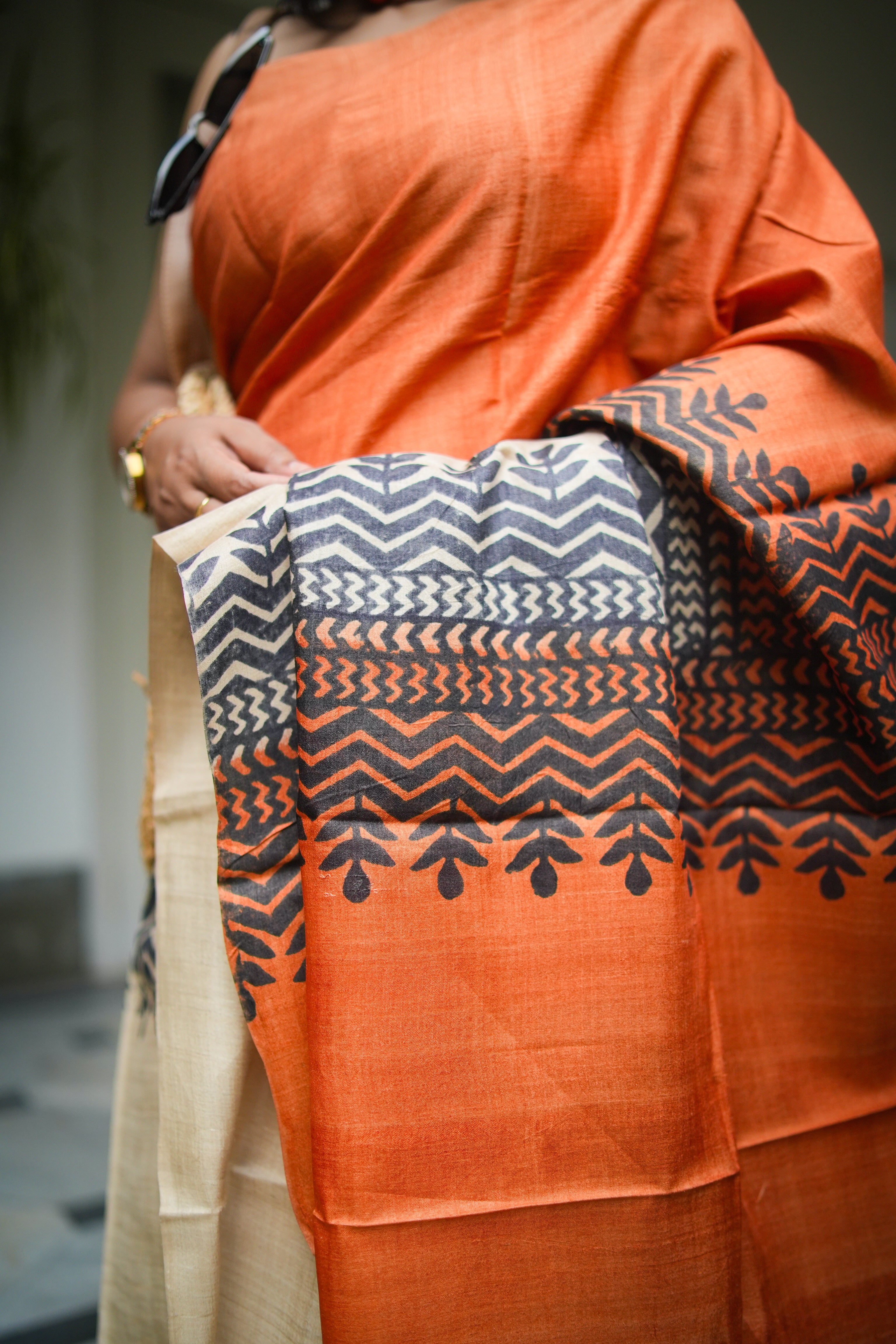 SAREE TUSSER - RUST LALIE