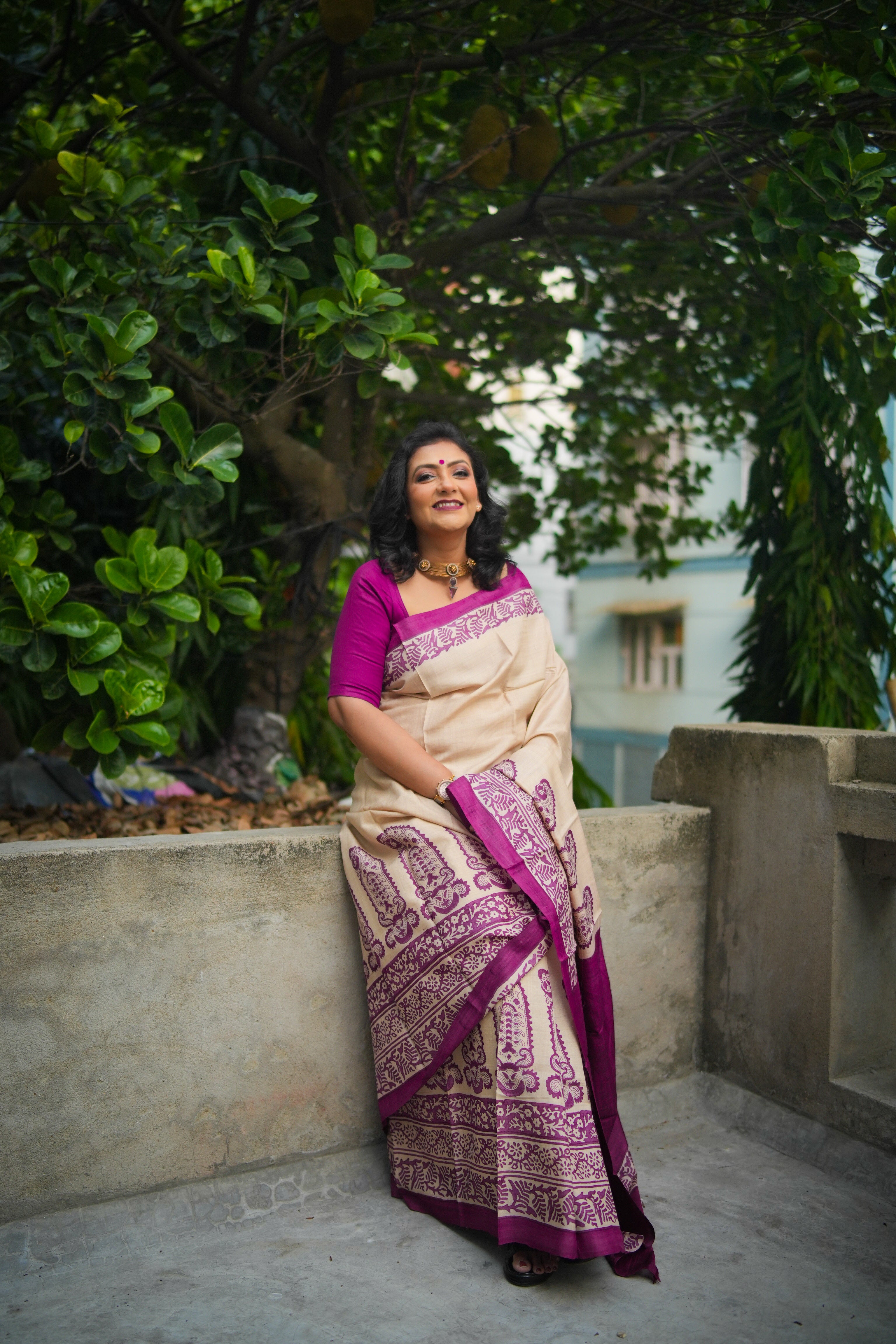 SAREE TUSSER  -VIOLET LALIE
