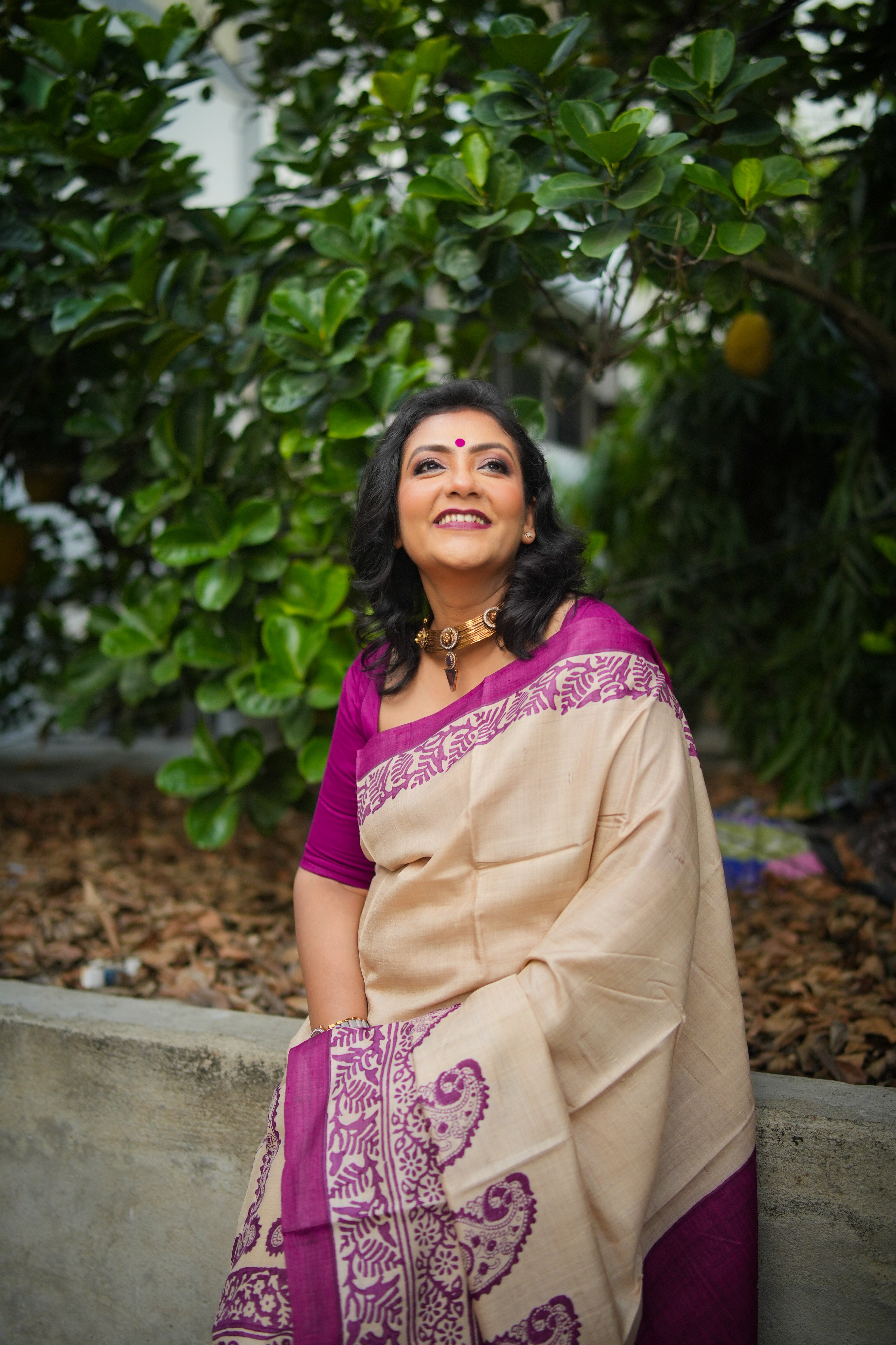 SAREE TUSSER  -VIOLET LALIE