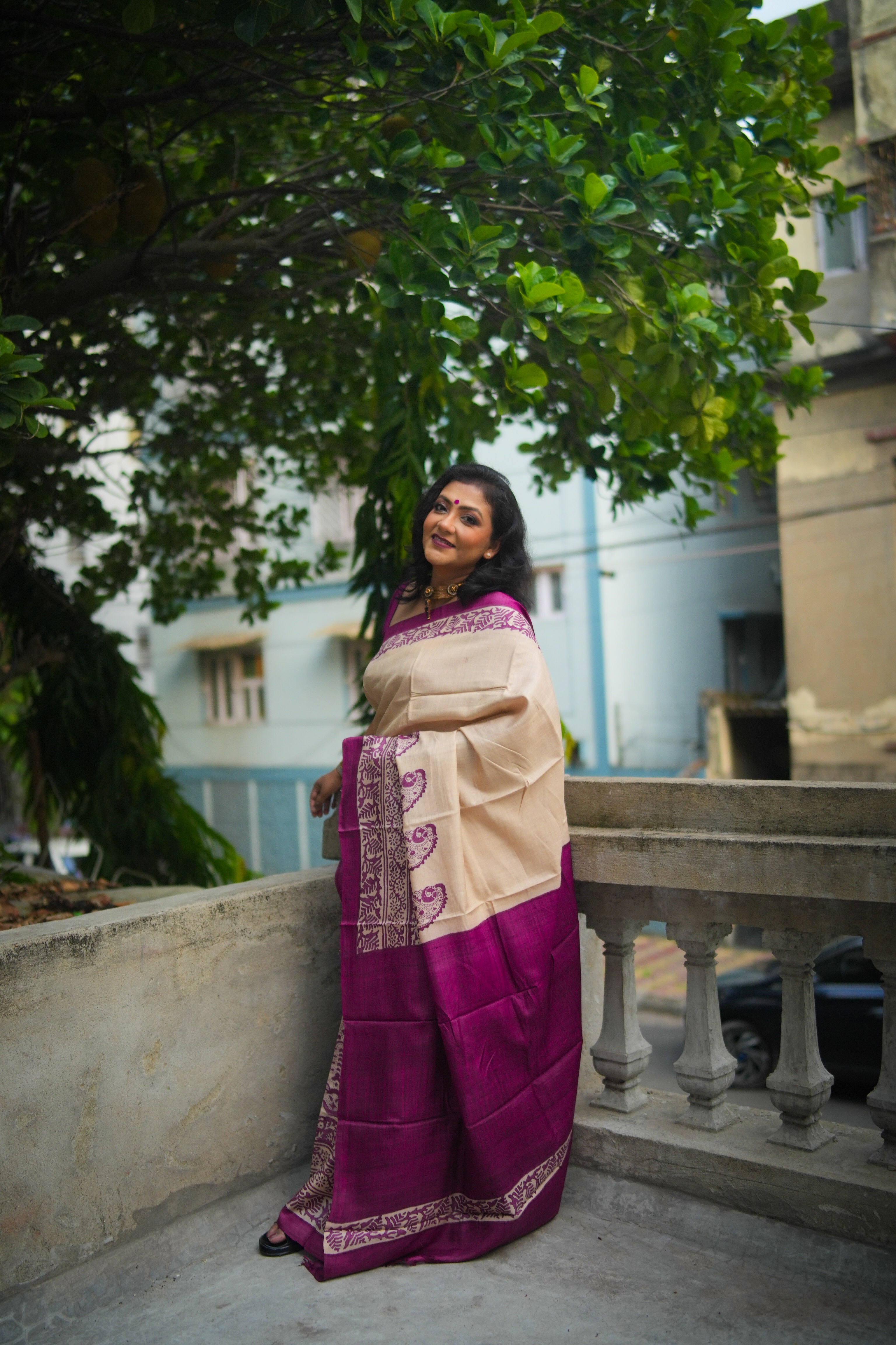 SAREE TUSSER  -VIOLET LALIE