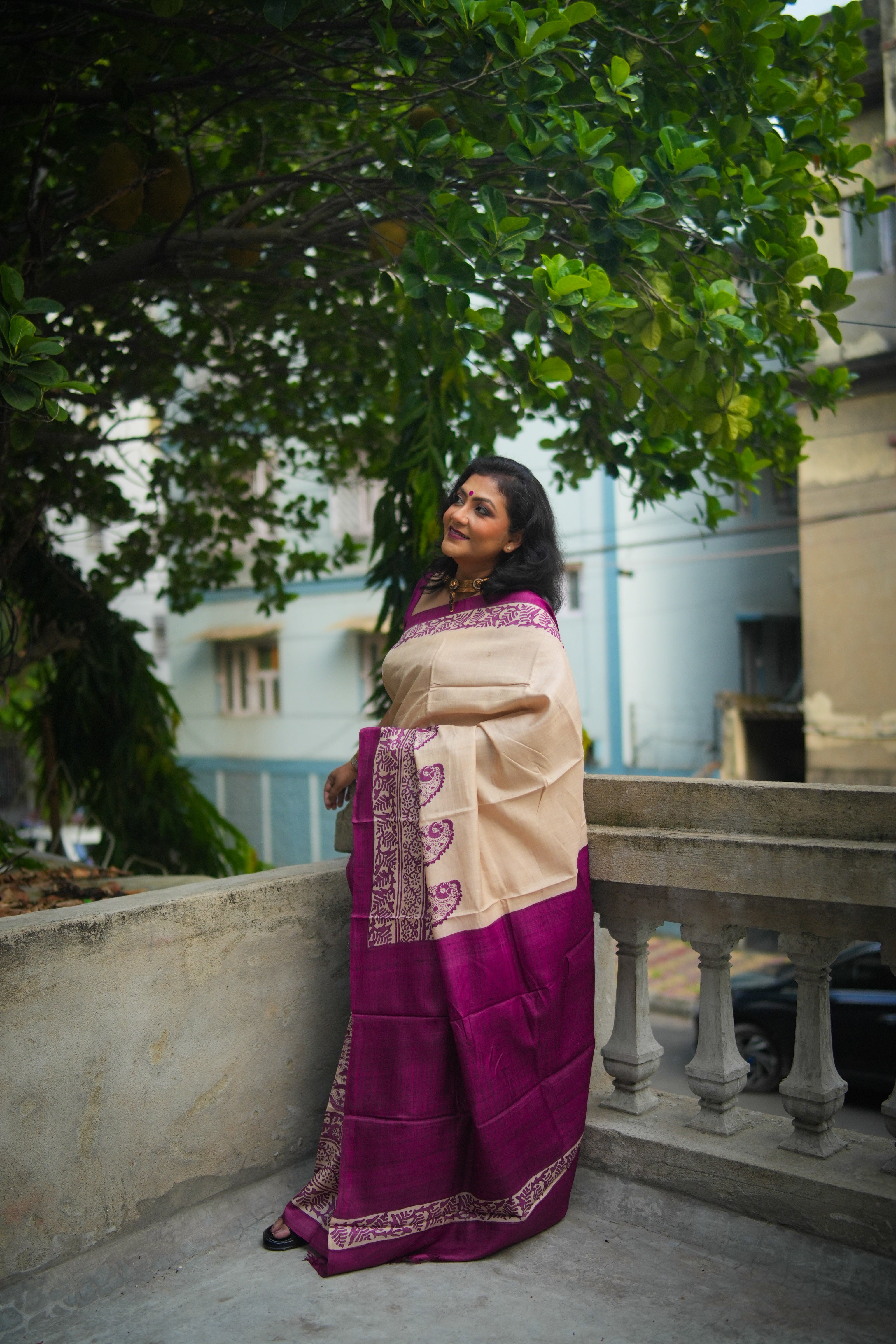SAREE TUSSER  -VIOLET LALIE