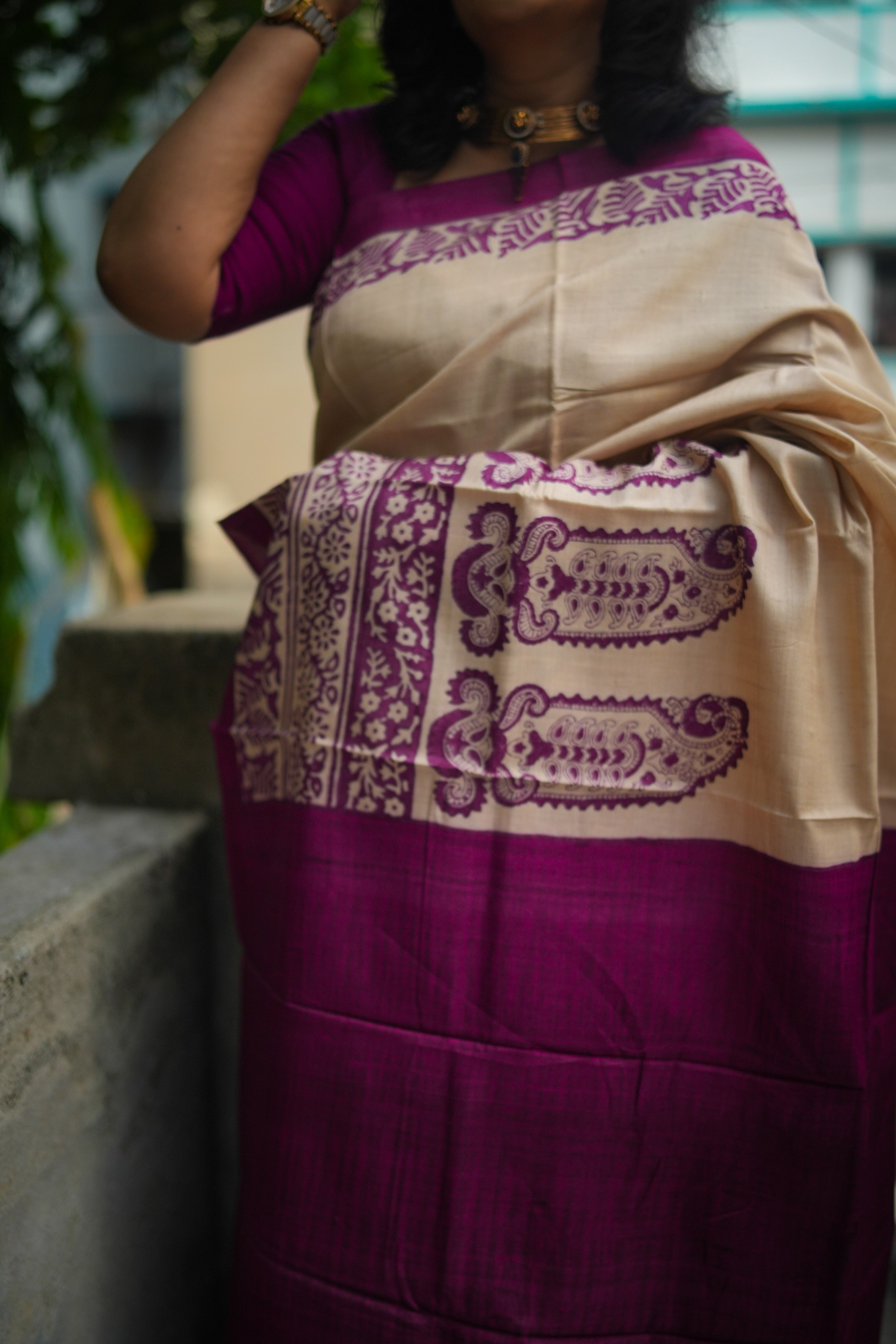 SAREE TUSSER  -VIOLET LALIE
