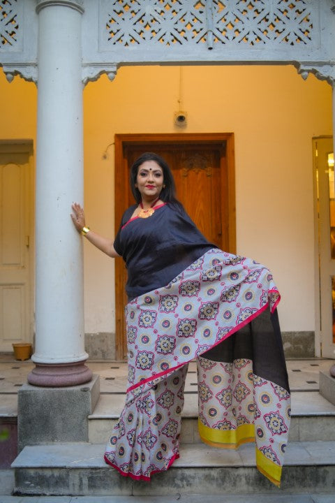 SAREE SILK BLACK LALIE