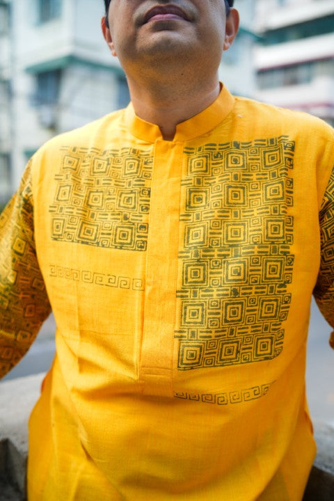 GK YELLOW PRINTED KURTA