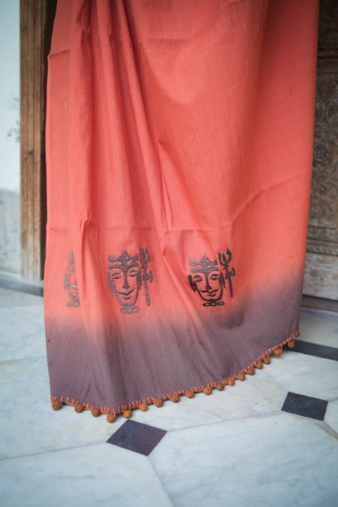 SAREE RUST AND BROWN TIE AND DYE AUDY