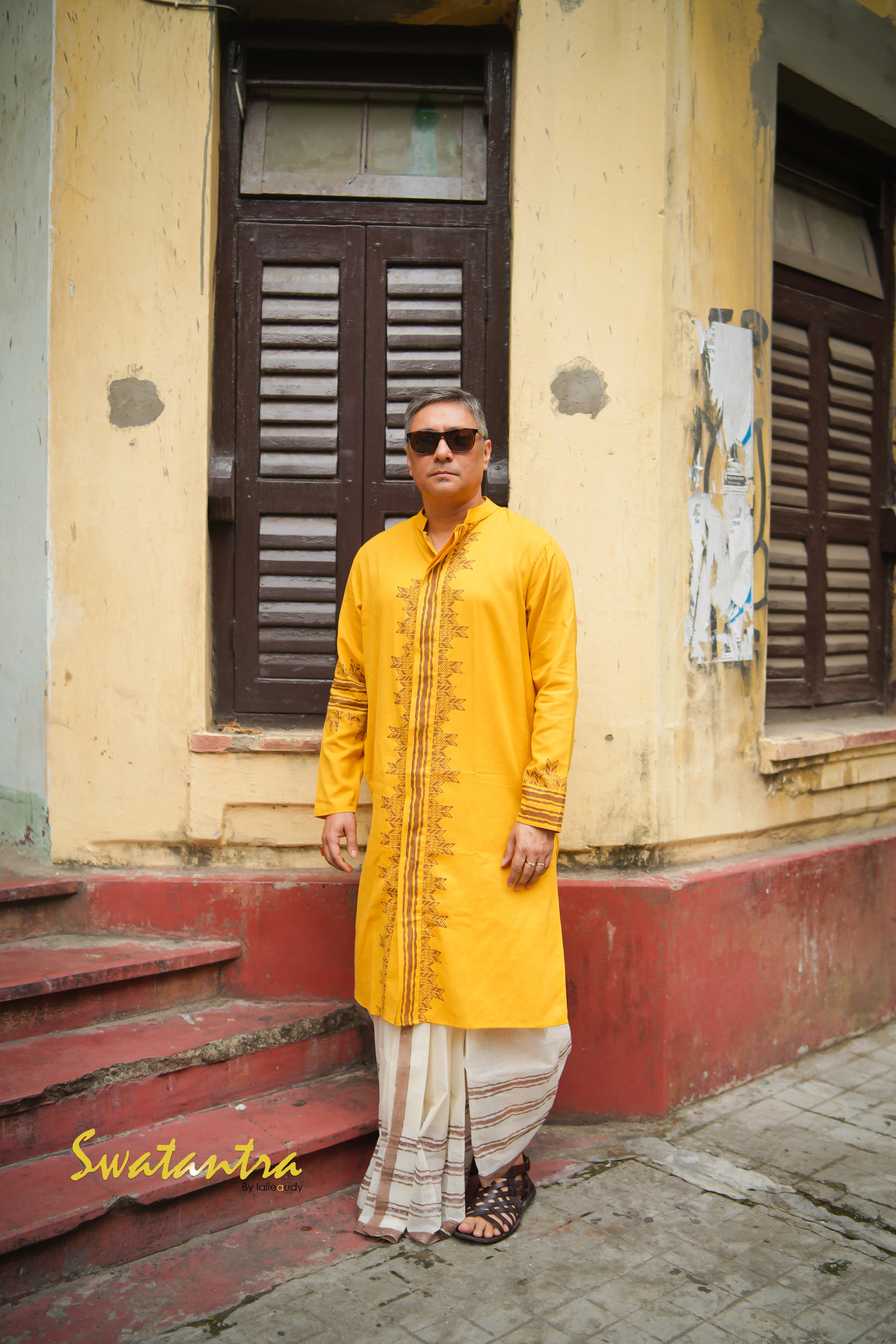 DHOTI YELLOW PRINTED AMIT