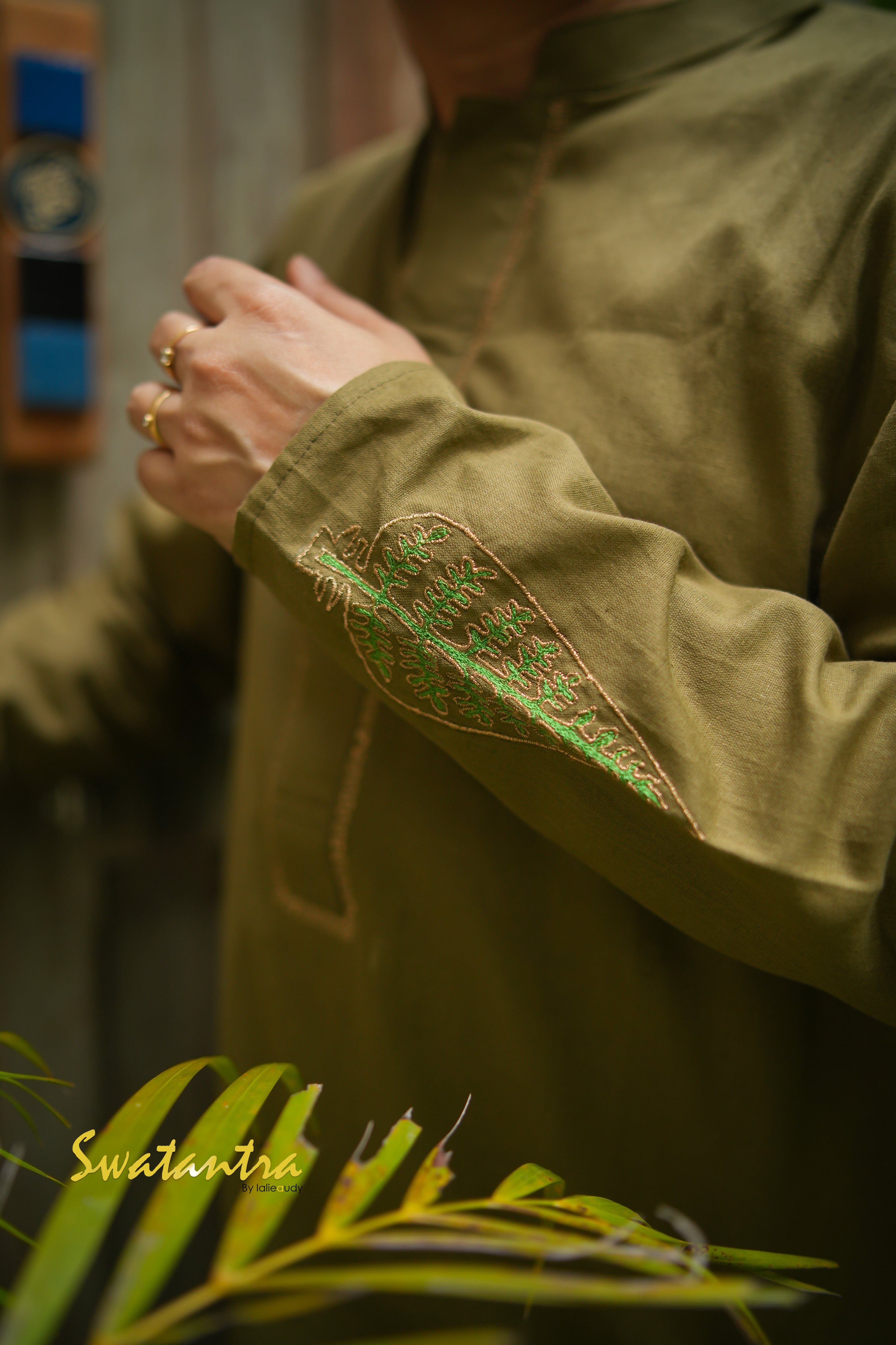 DHOTI GREEN EMB AMIT
