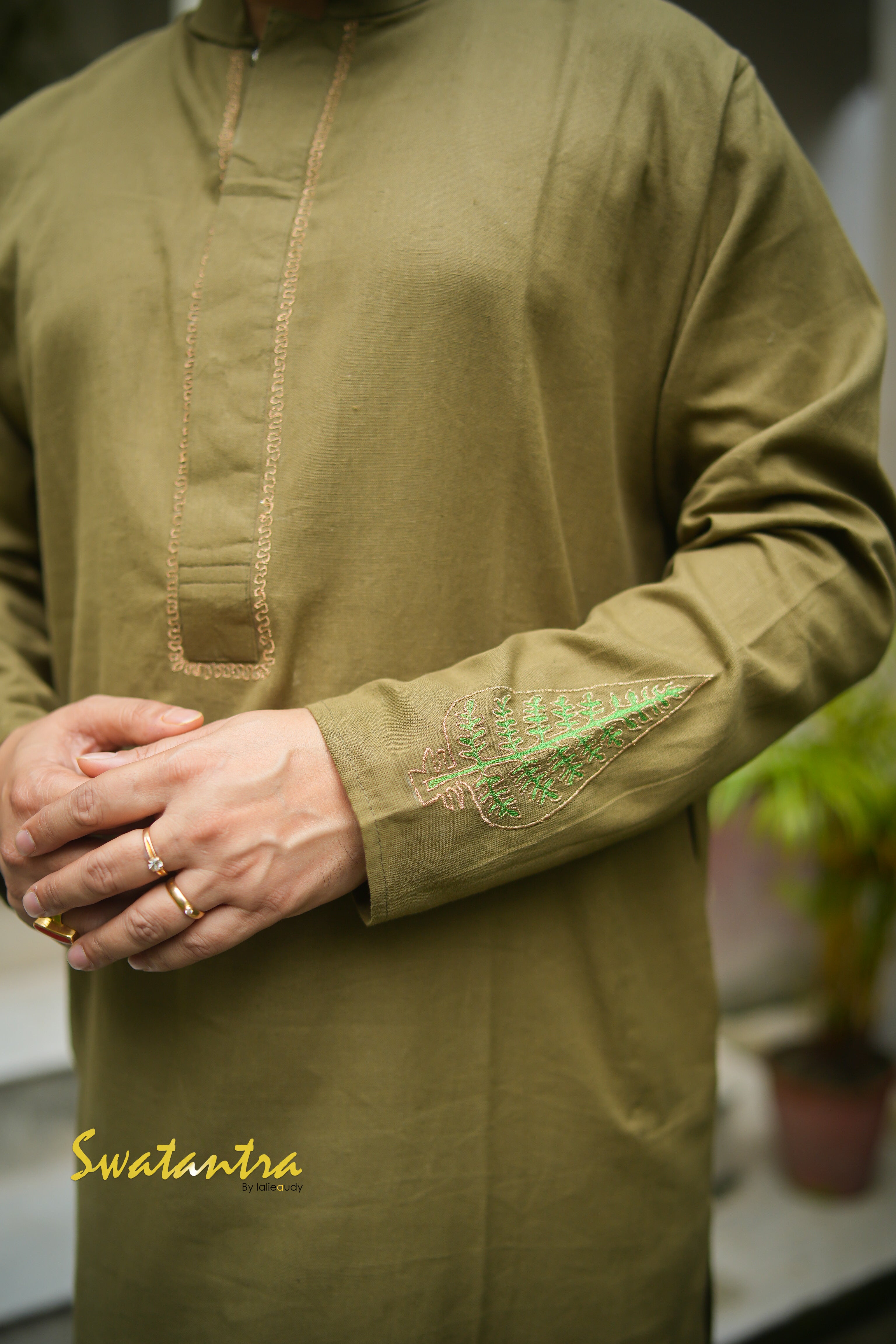 DHOTI GREEN EMB AMIT