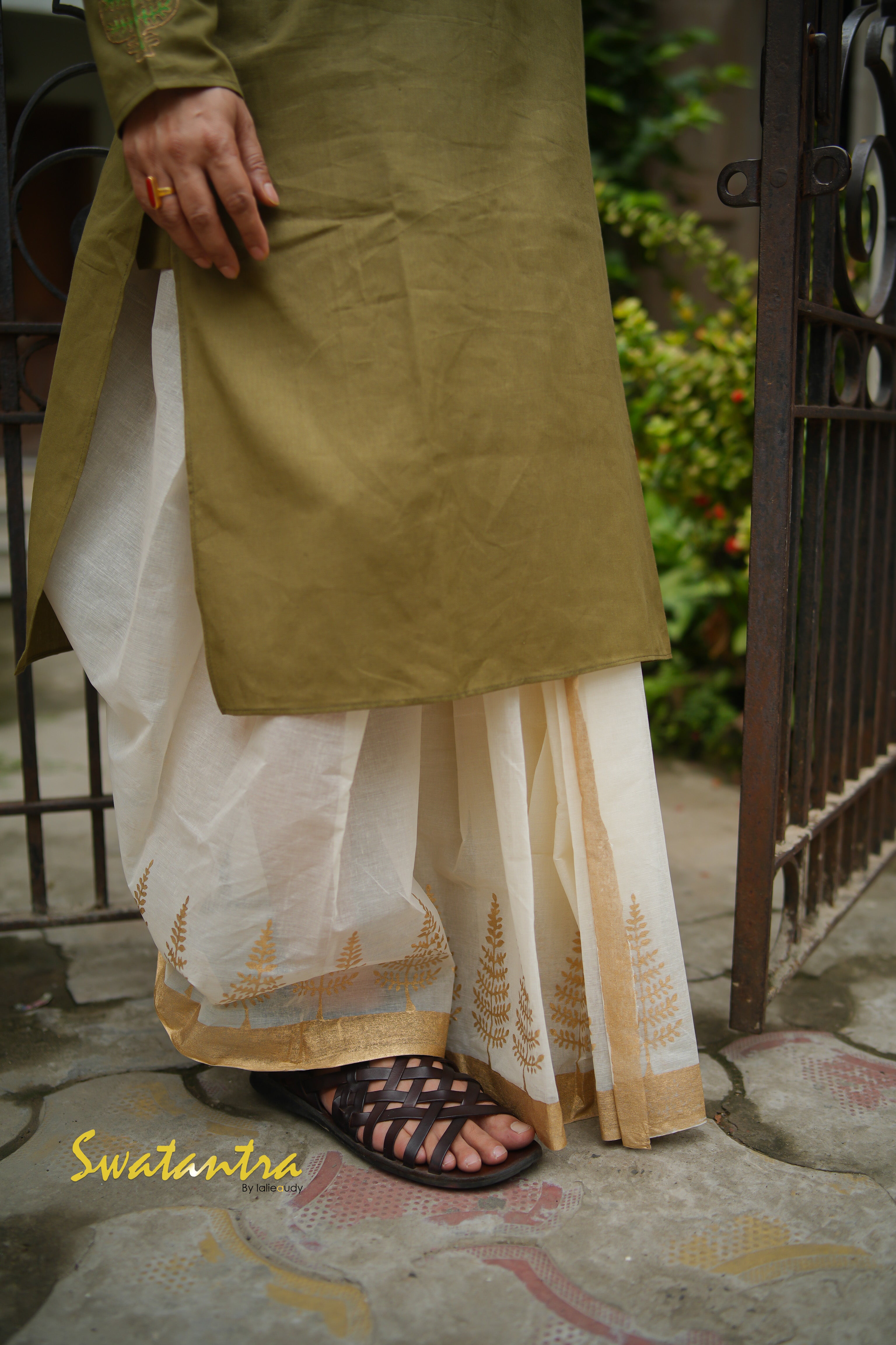 DHOTI GREEN EMB AMIT