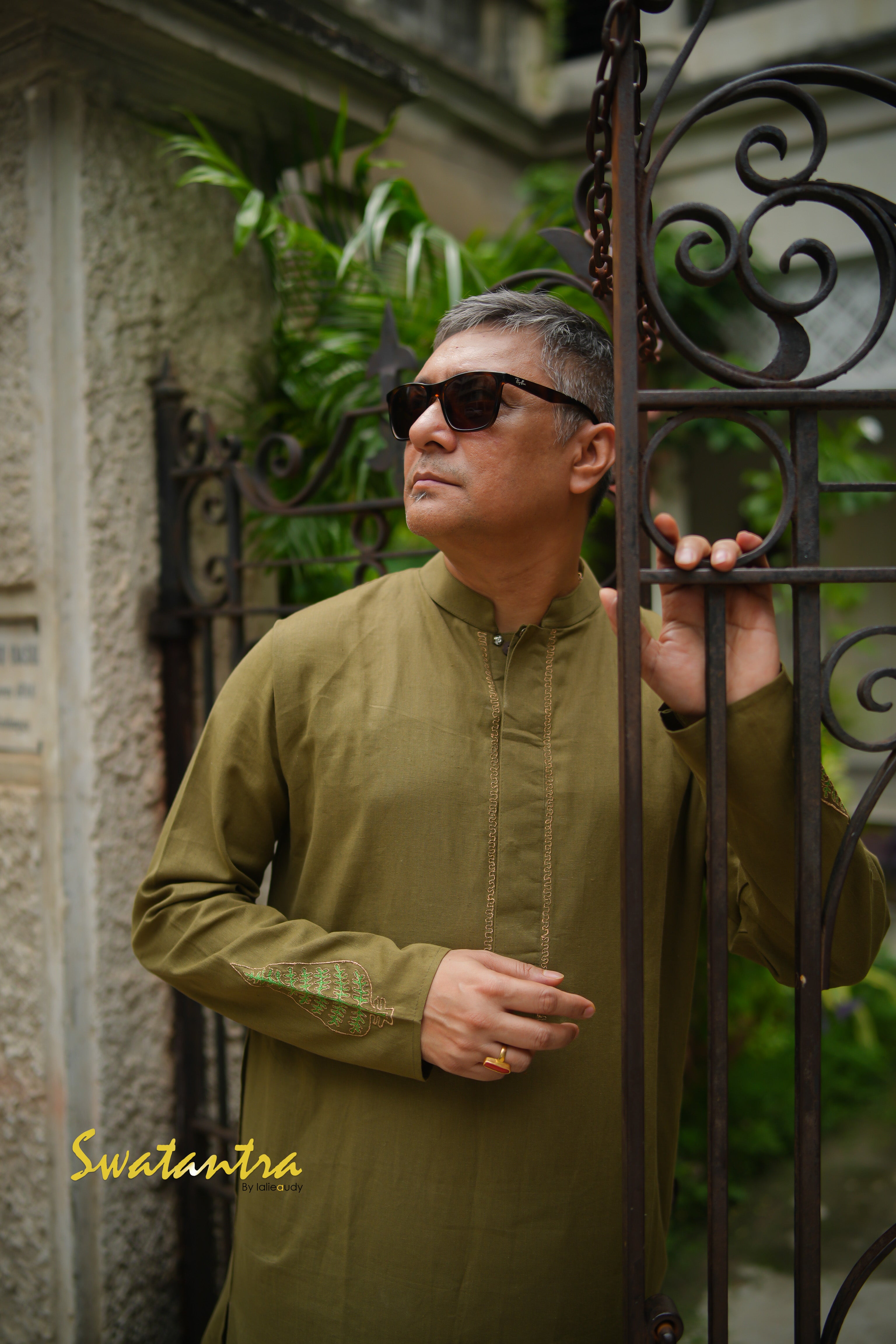 DHOTI GREEN EMB AMIT