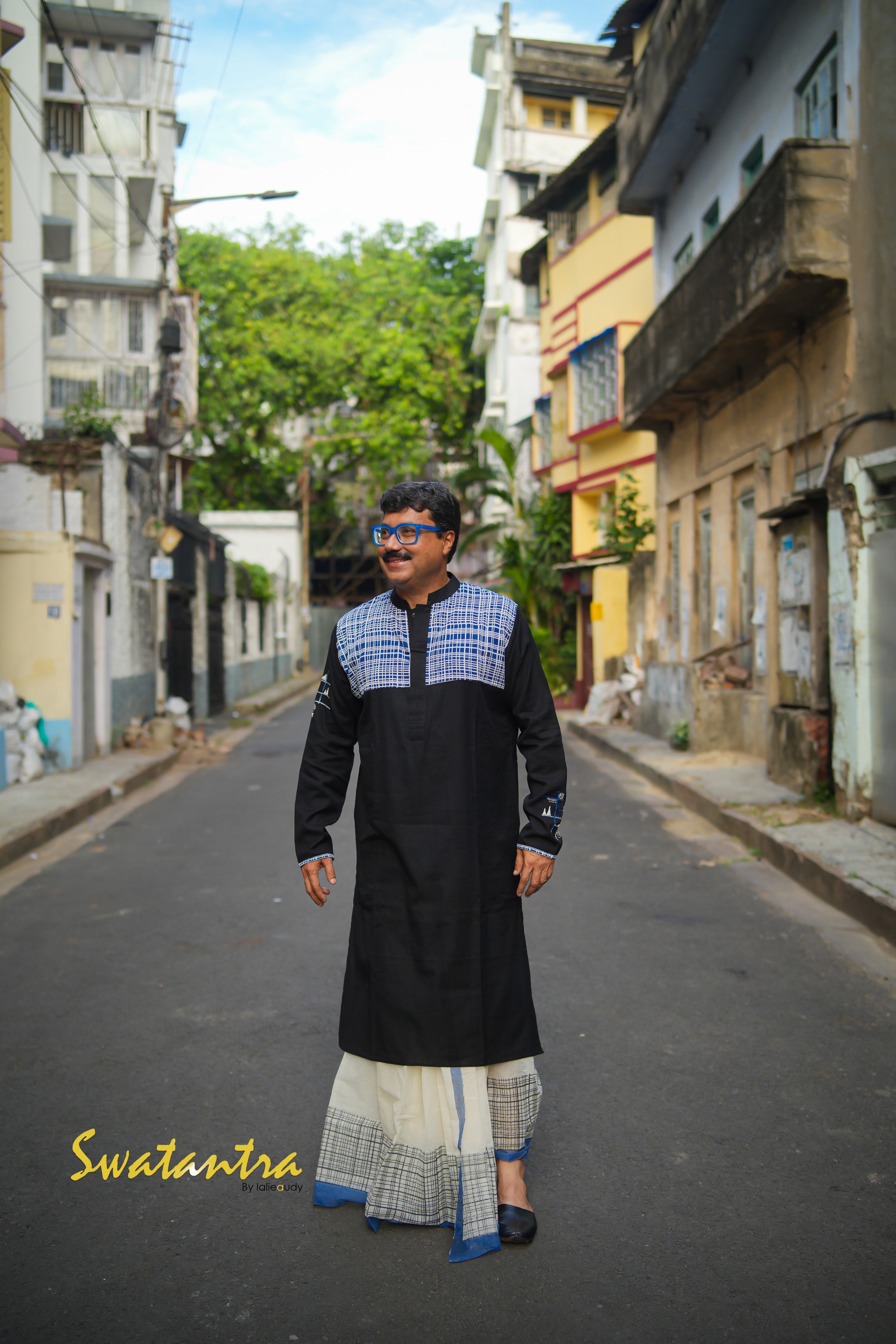 DHOTI BLACK INDIGO ANJAN