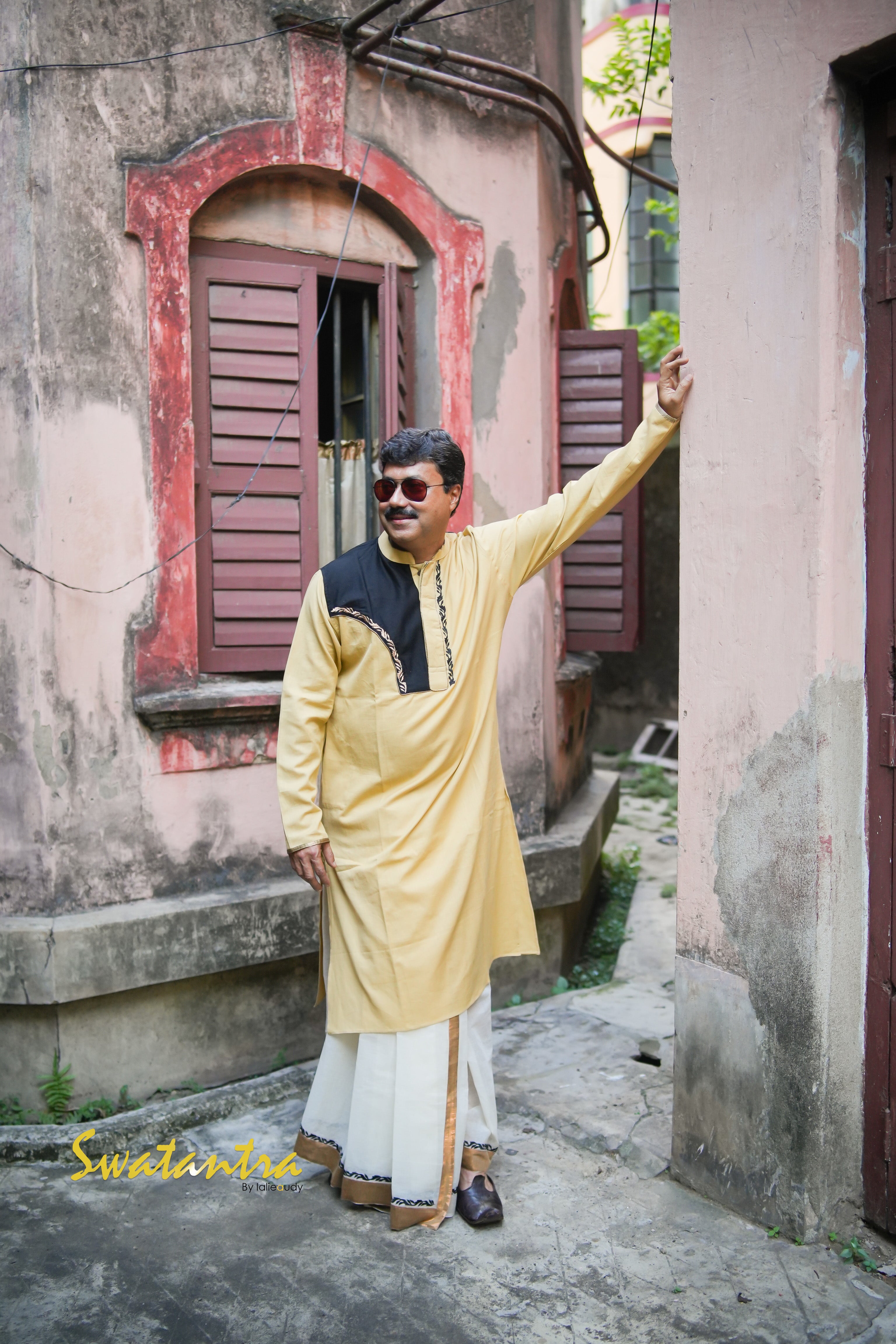 DHOTI BEIGE EMB ANJAN