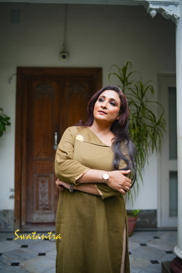 DRDEB AUDY GREEN/WHITE - LADIES KURTA