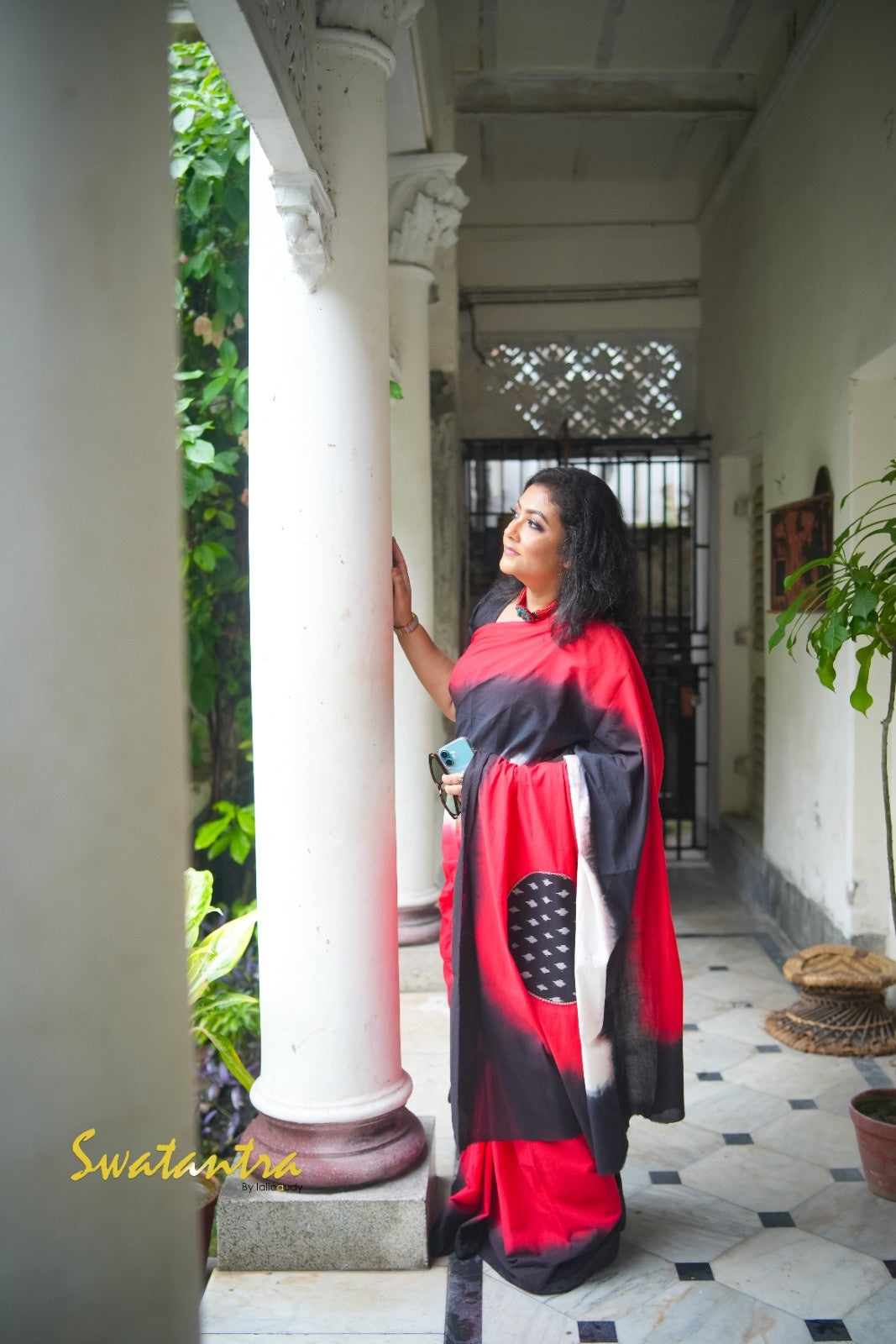 SAREE KORA COTTON-IKKAT PATCH LALIE