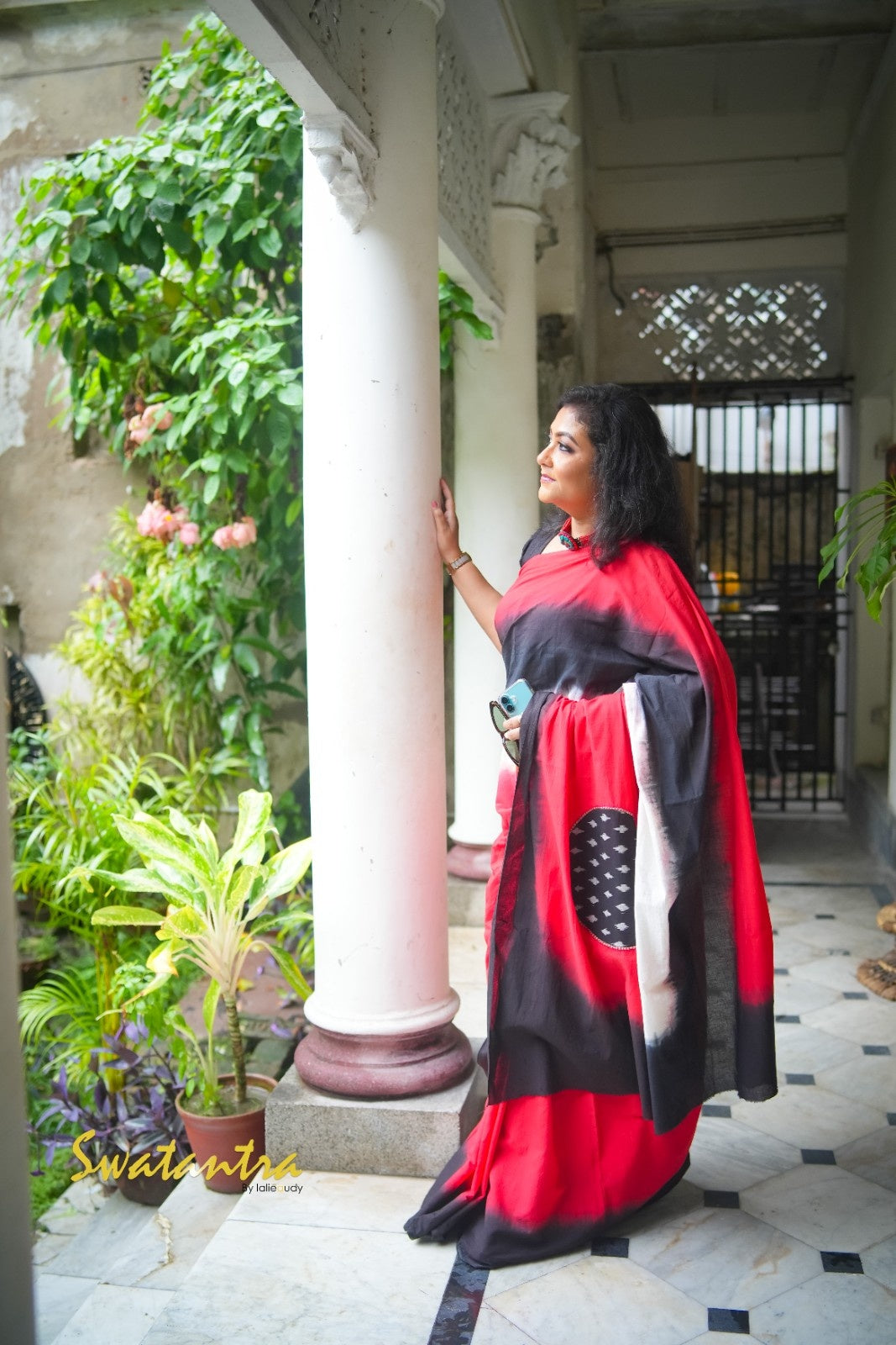 SAREE KORA COTTON-IKKAT PATCH LALIE