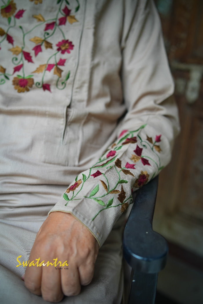 GK MR AM BEIGE COTTON - KURTA