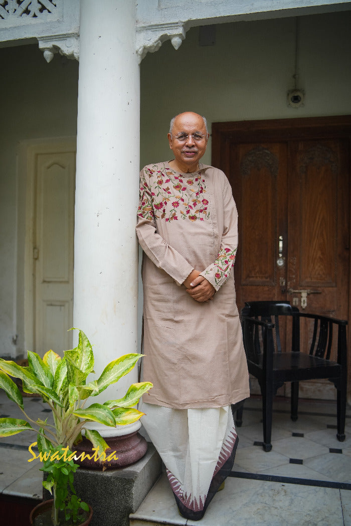 GK MR AM BEIGE COTTON - KURTA