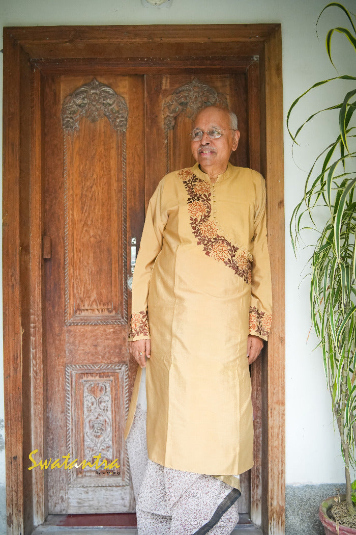 GK MR AM BEIGE EMB - DHOTI