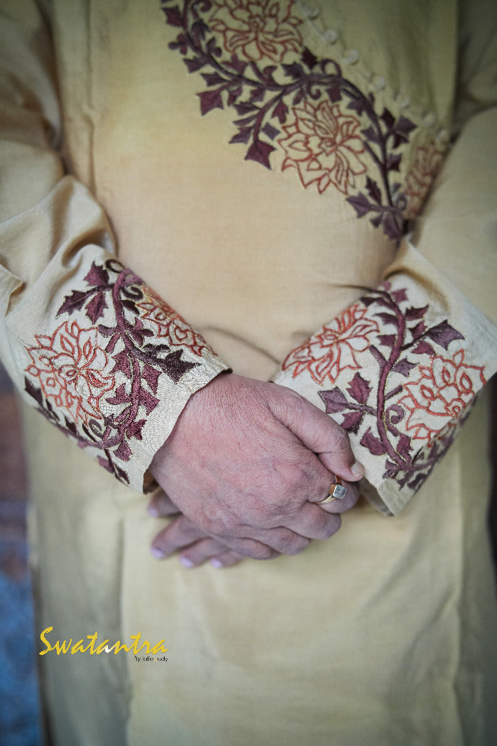 GK MR AM BEIGE EMB - KURTA