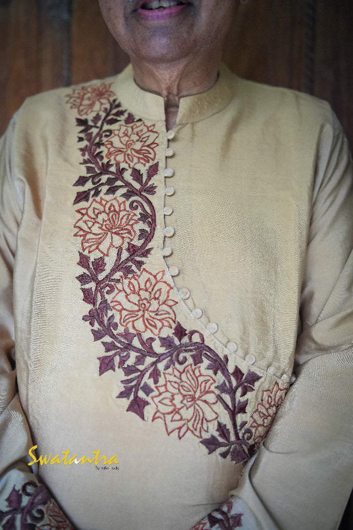 GK MR AM BEIGE EMB - KURTA