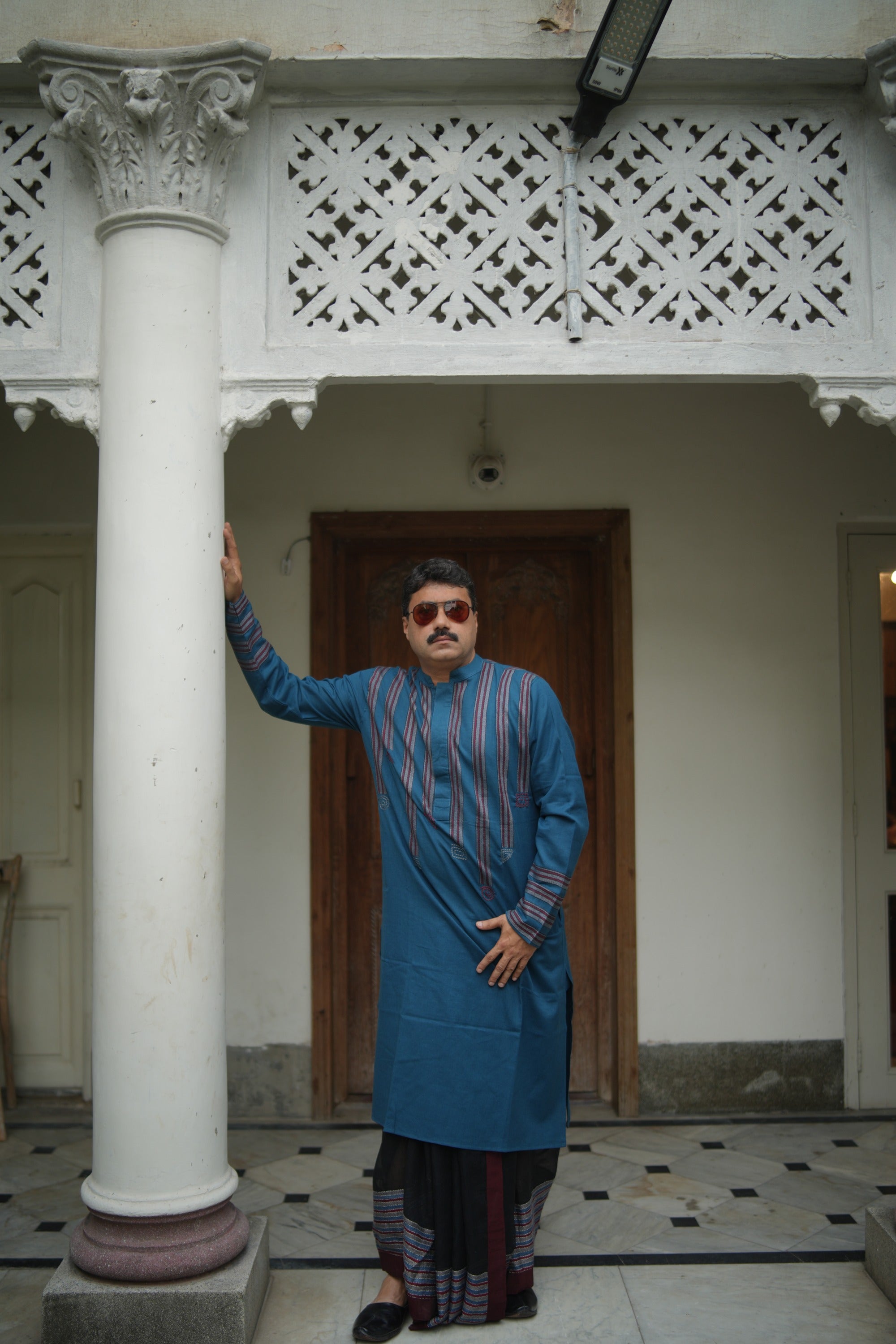 Kantha Blue Anjan Kurta