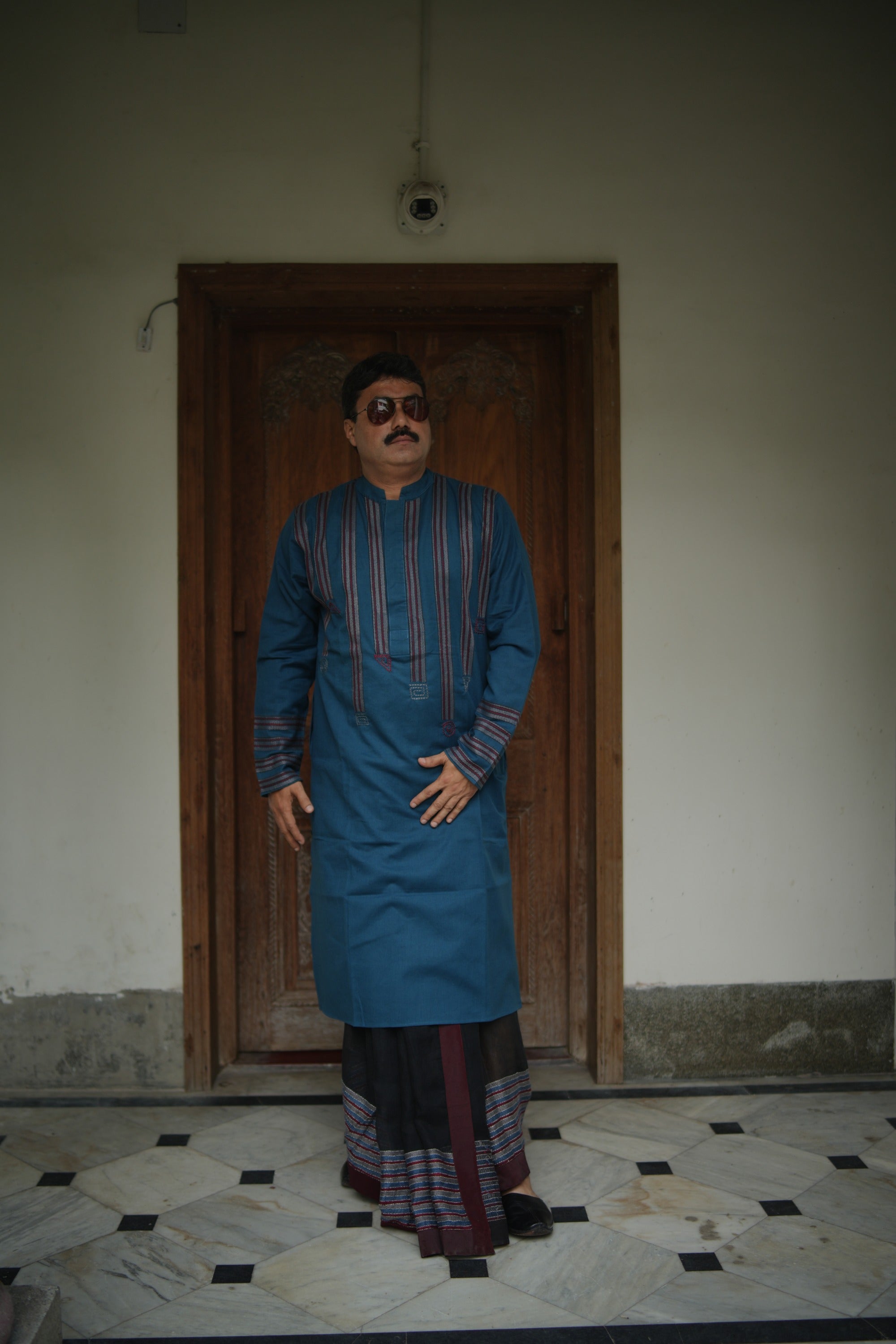 Kantha Blue Anjan Kurta