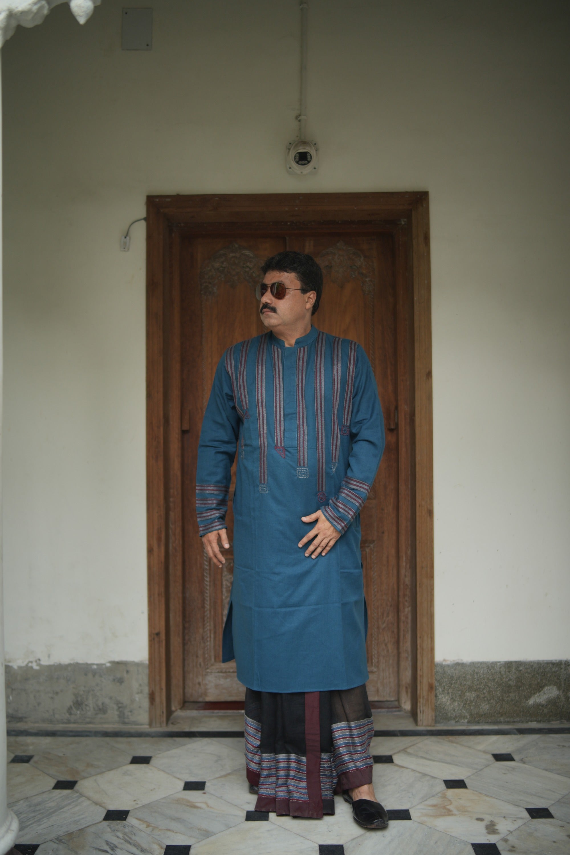 Kantha Blue Anjan Kurta