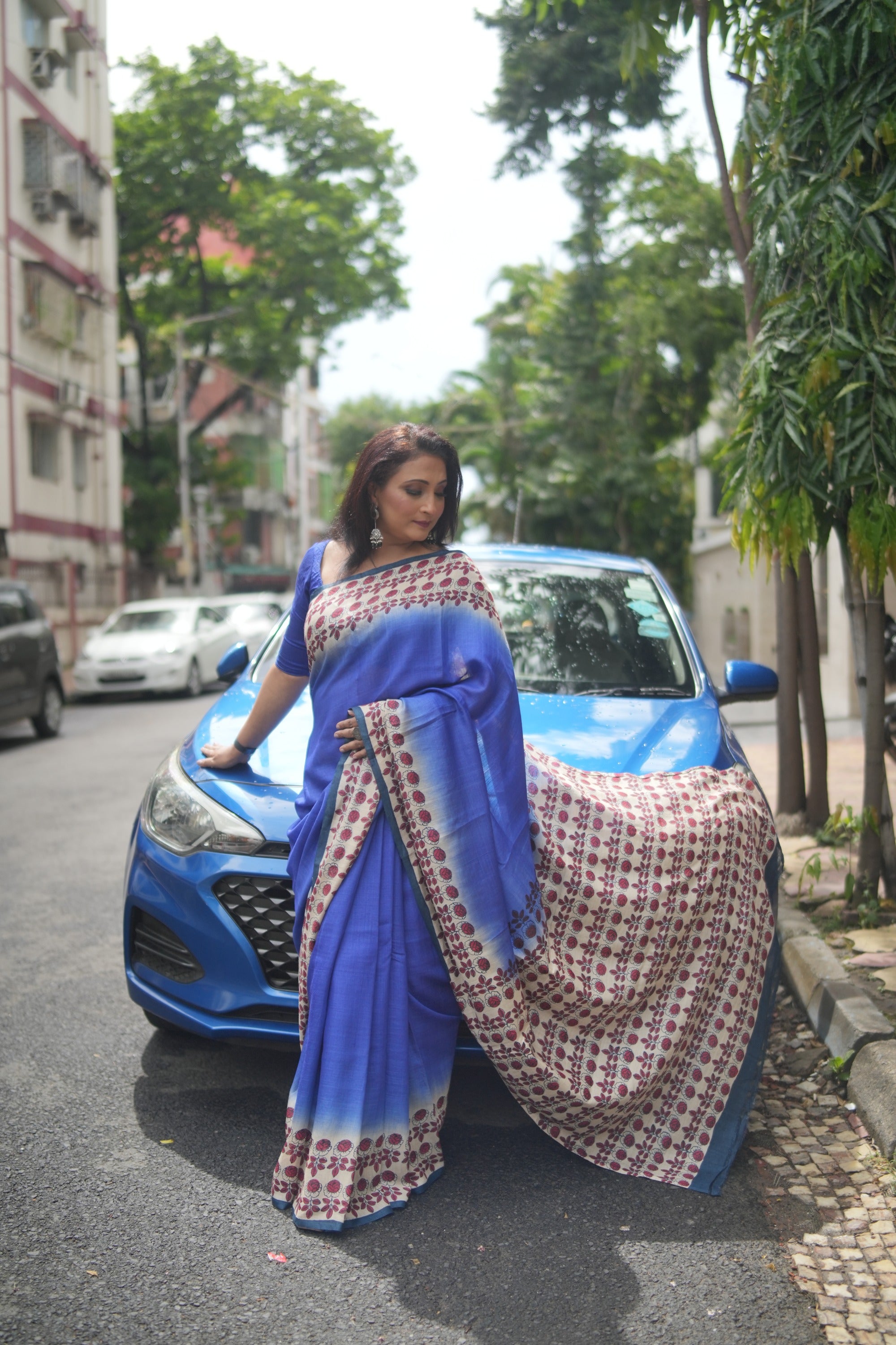 Blue Tusser Audy Saree