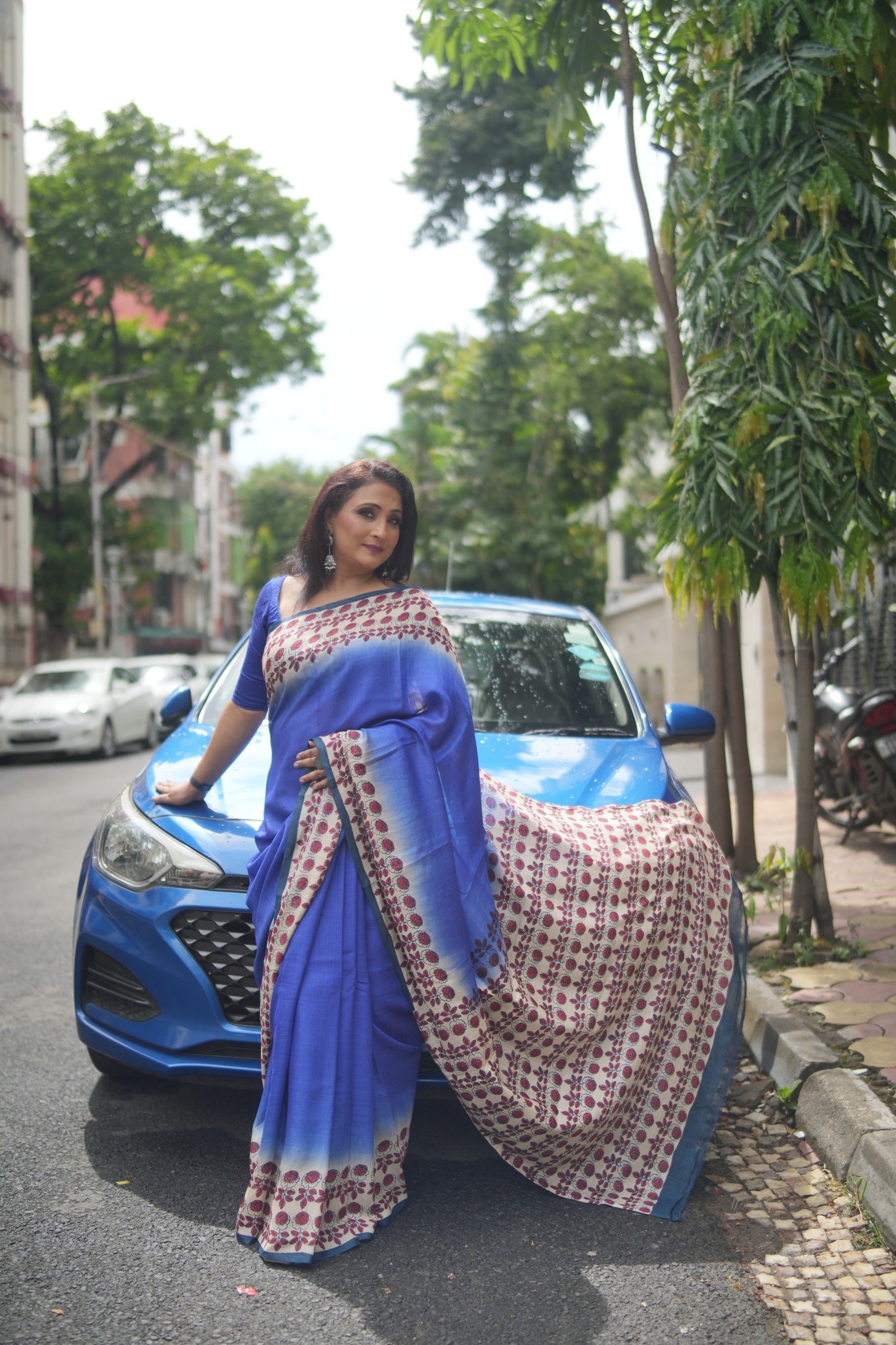 Blue Tusser Audy Saree