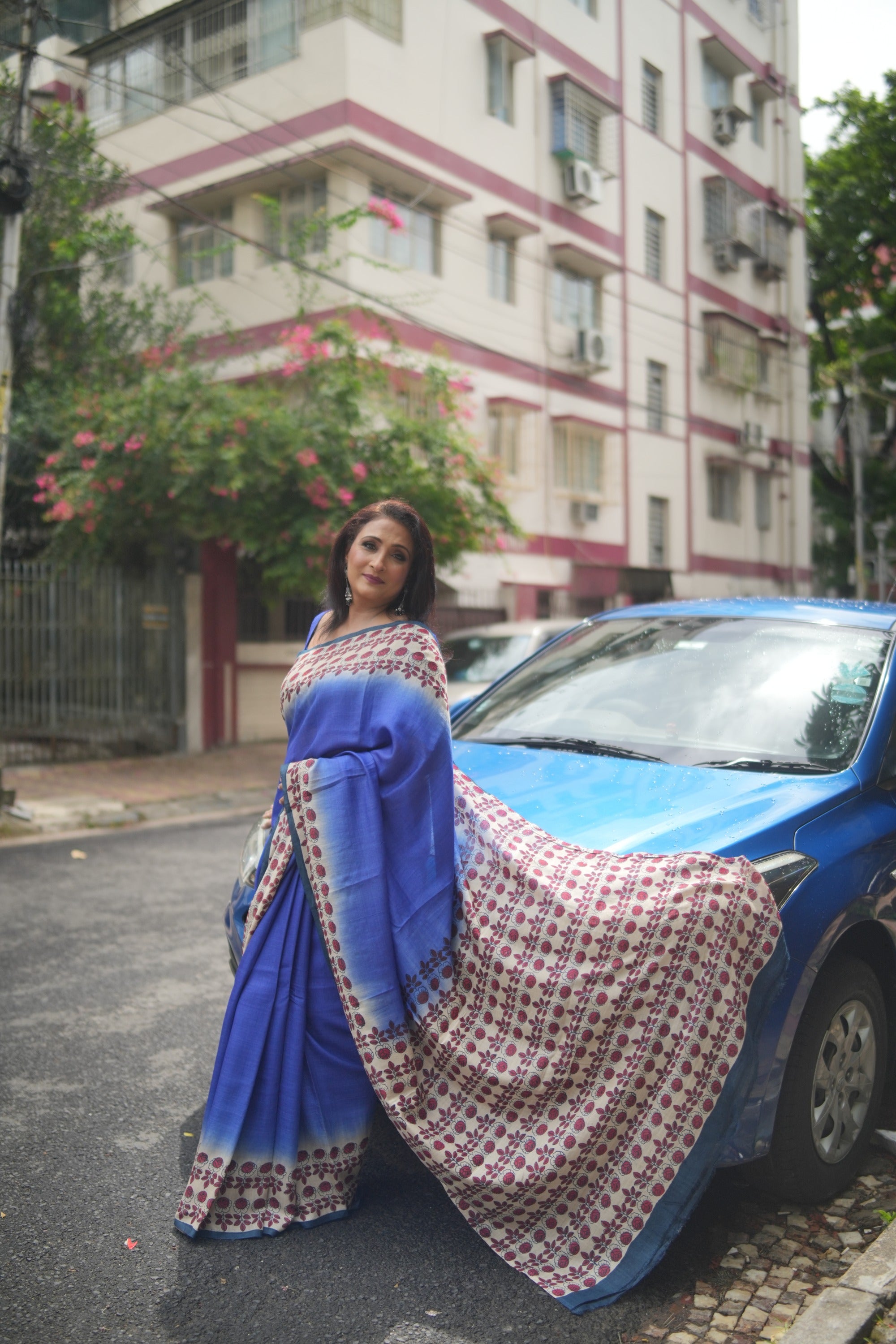 Blue Tusser Audy Saree