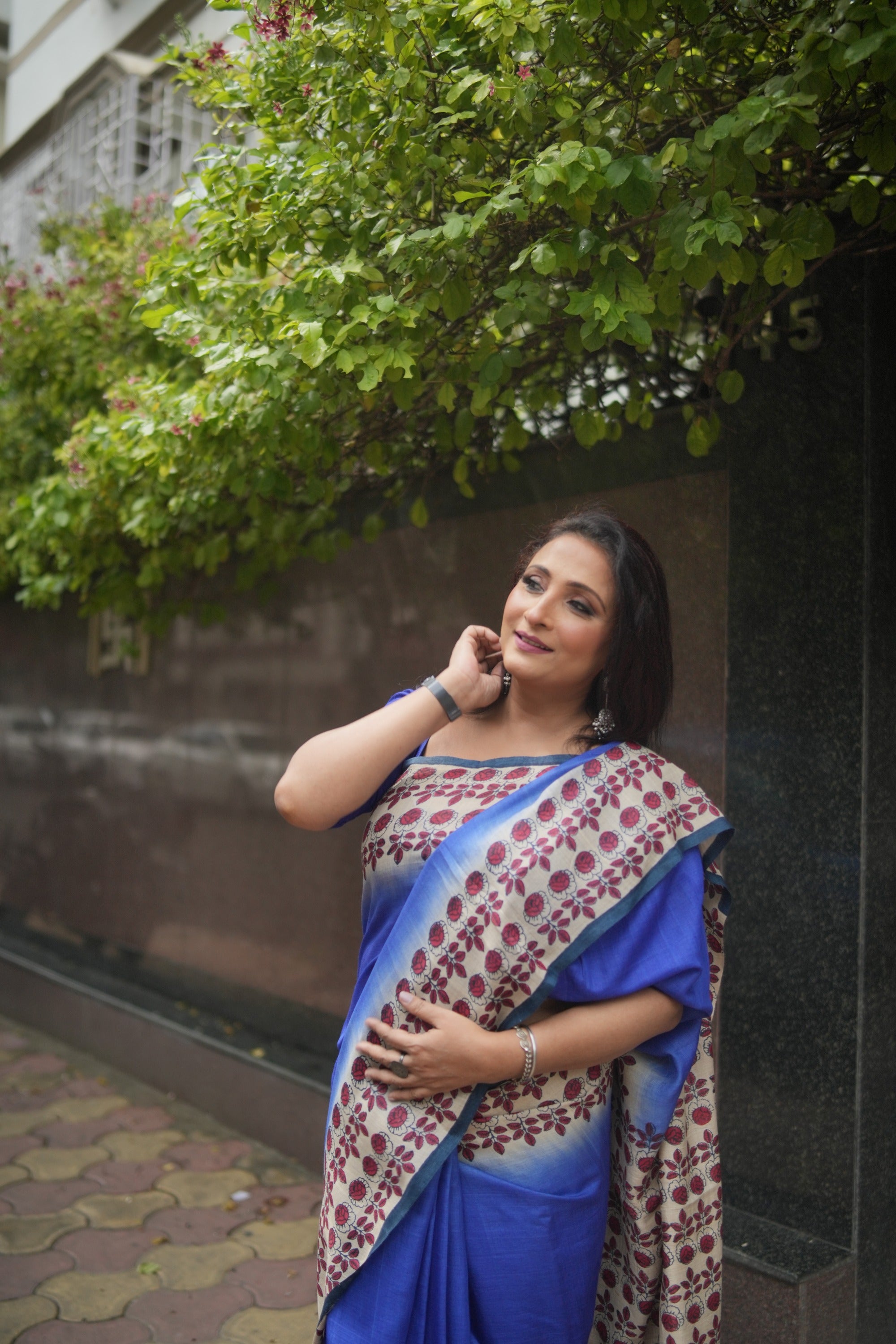 Blue Tusser Audy Saree