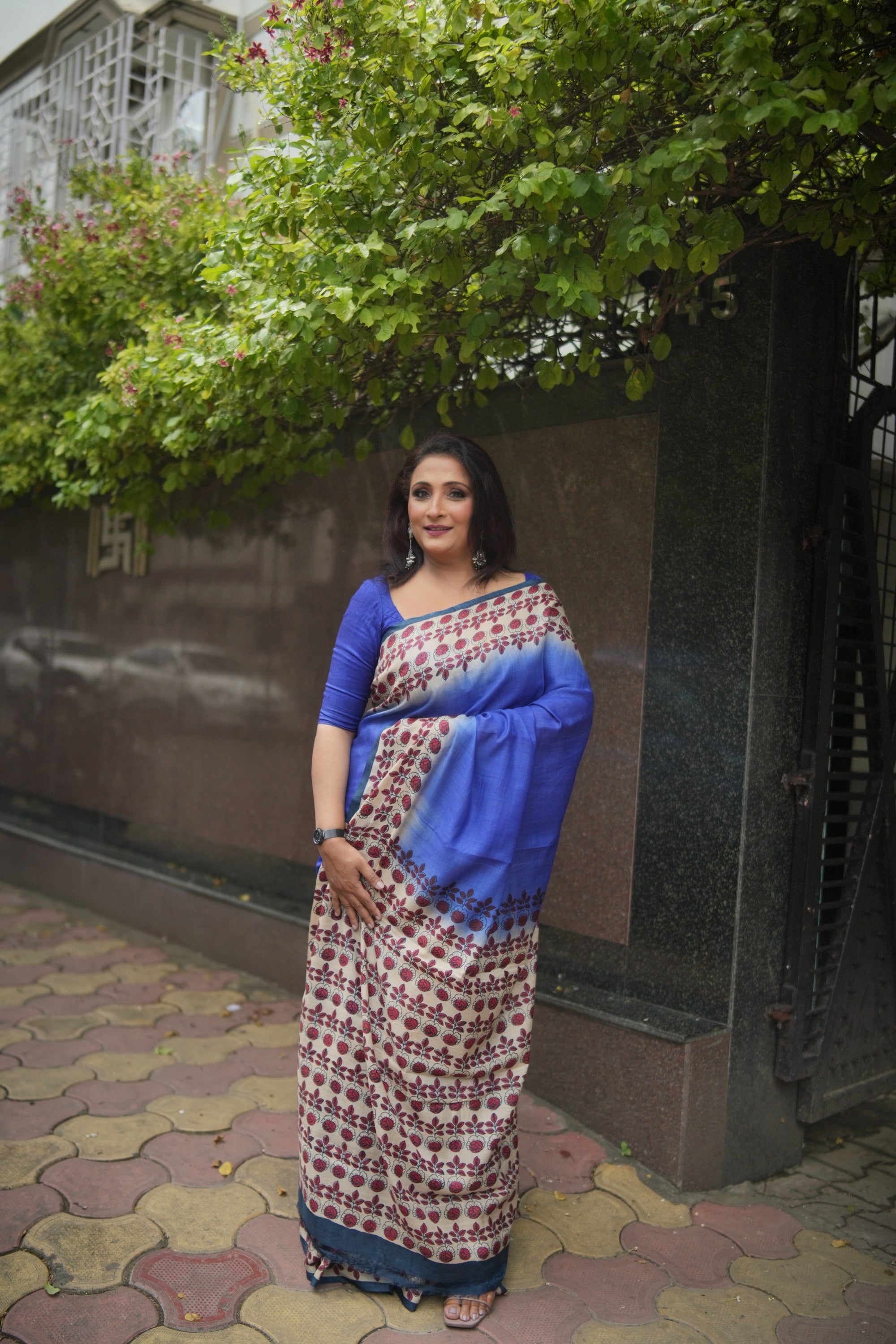 Blue Tusser Audy Saree