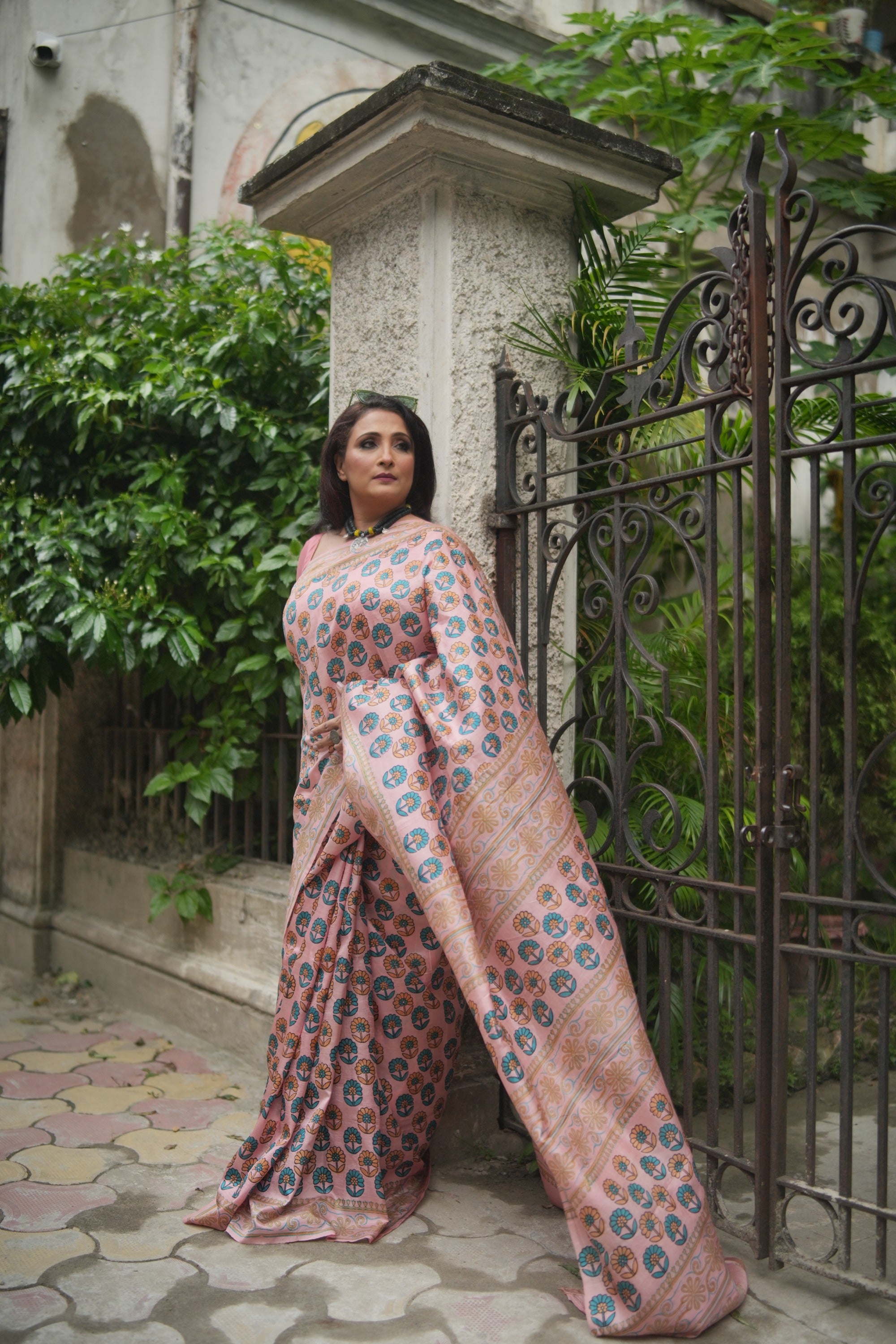 Peach Pure Silk Audy Saree