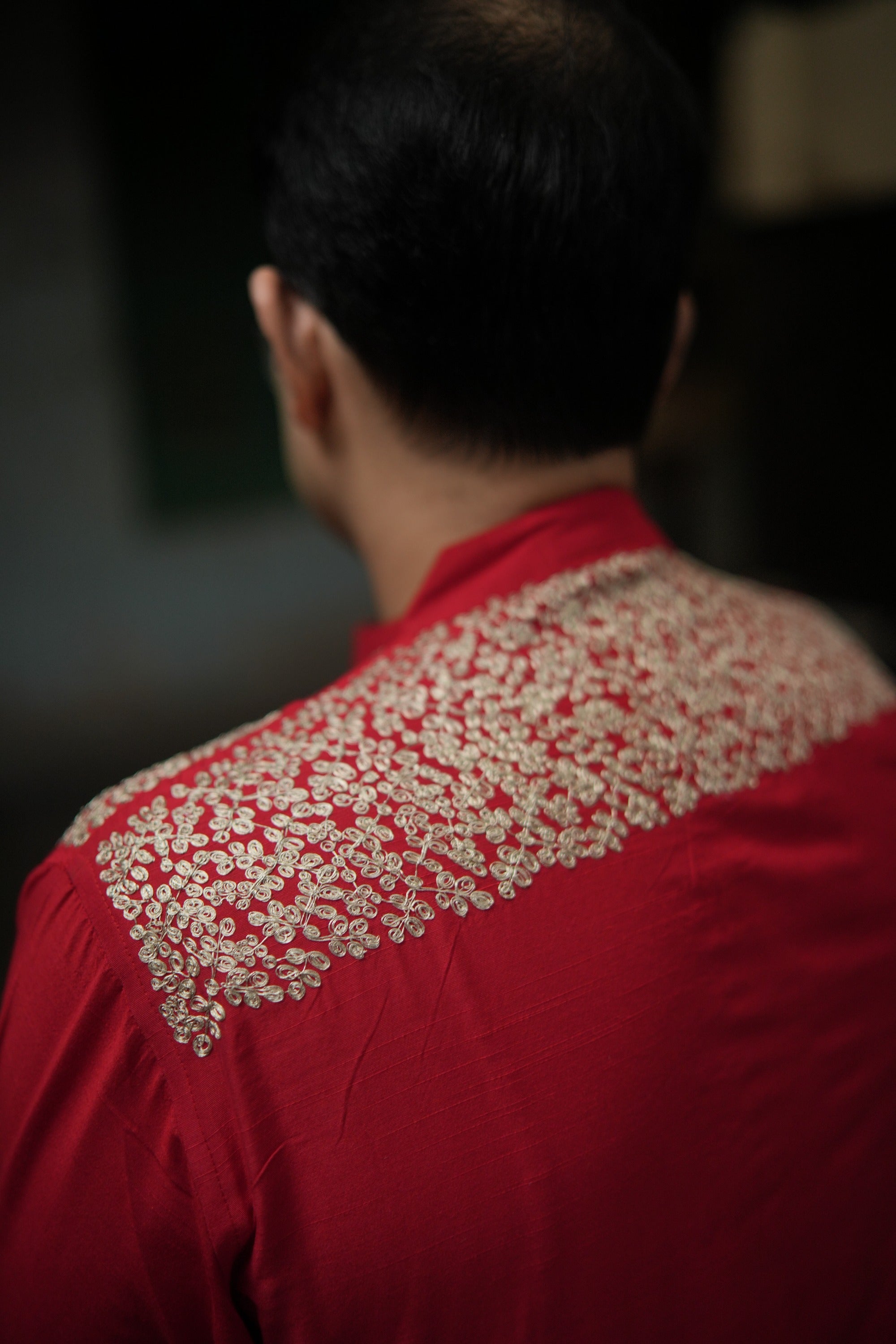 Red Zari Saikat Kurta