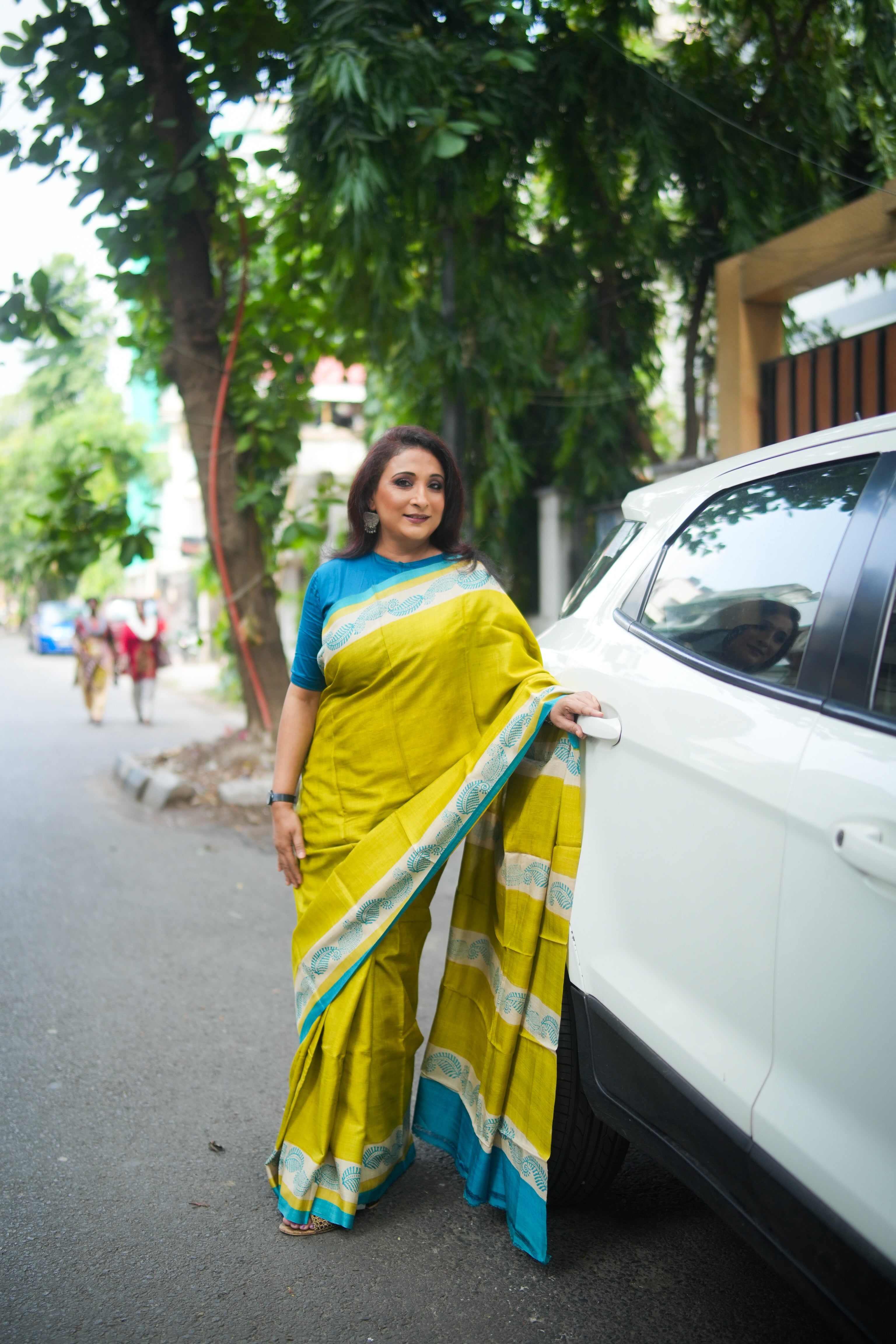 SAREE TUSSER GREEN-BLUE AUDY