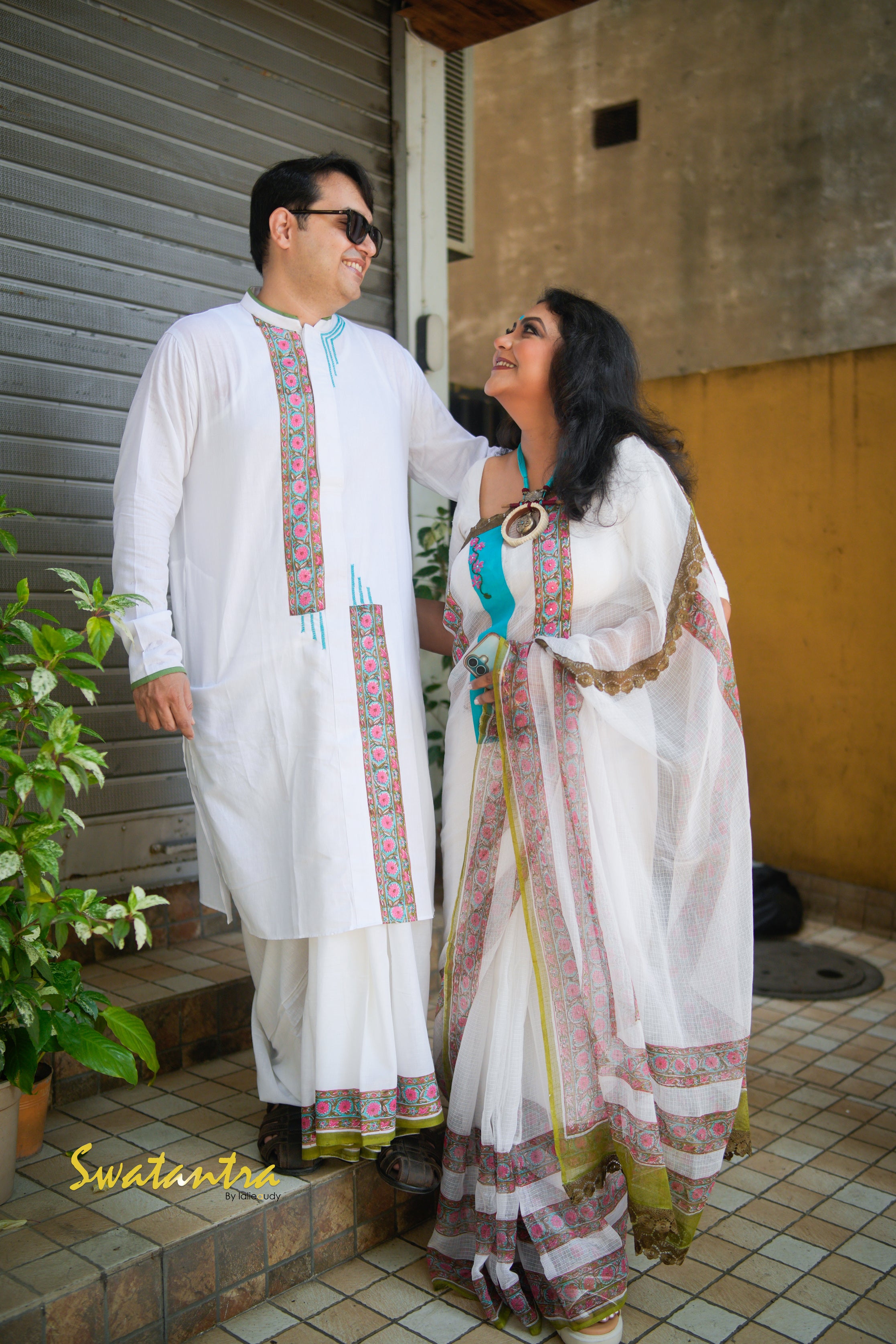 OFFWHITE BLUE LALIE SSR-KURTA