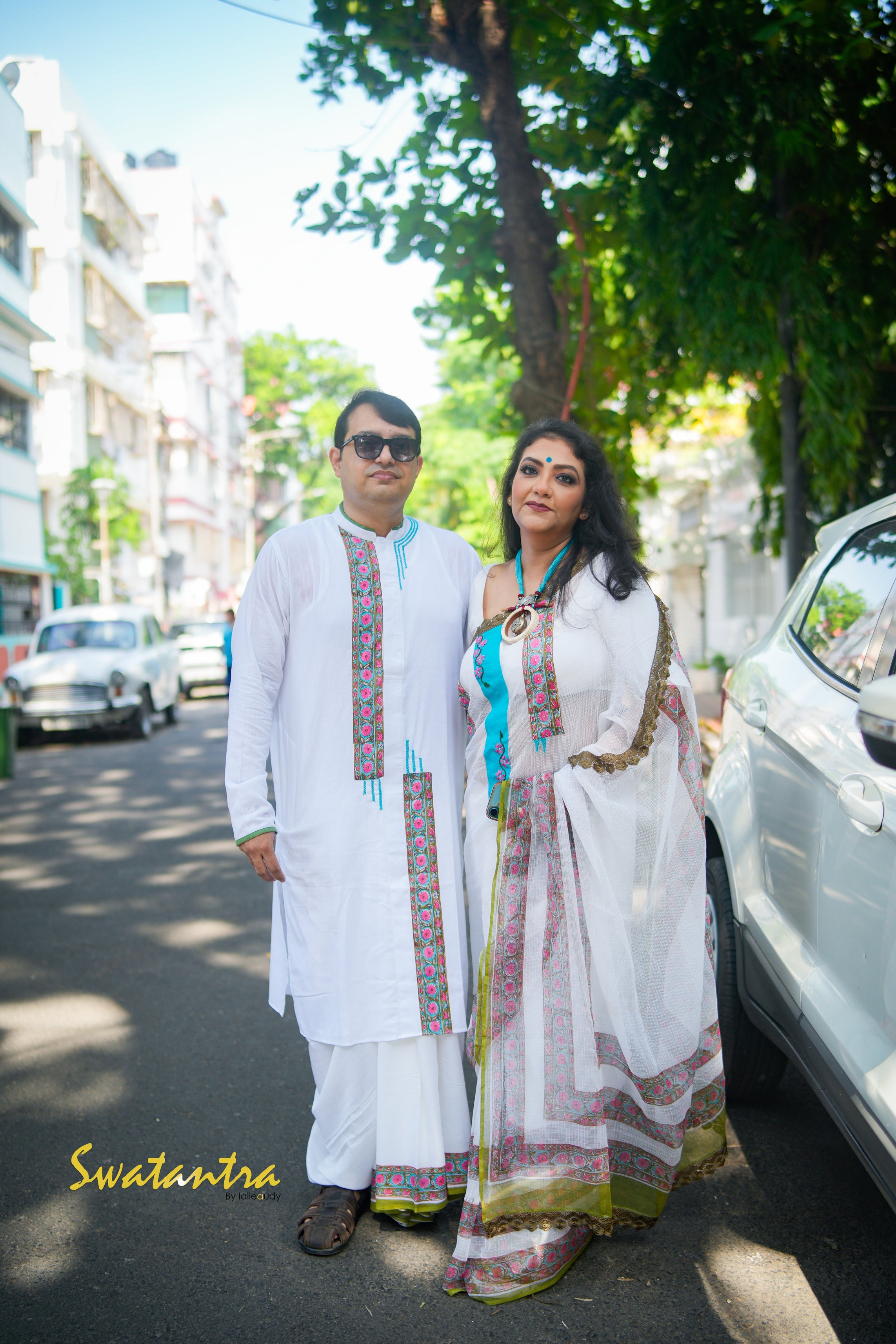 OFFWHITE BLUE LALIE SSR-KURTA