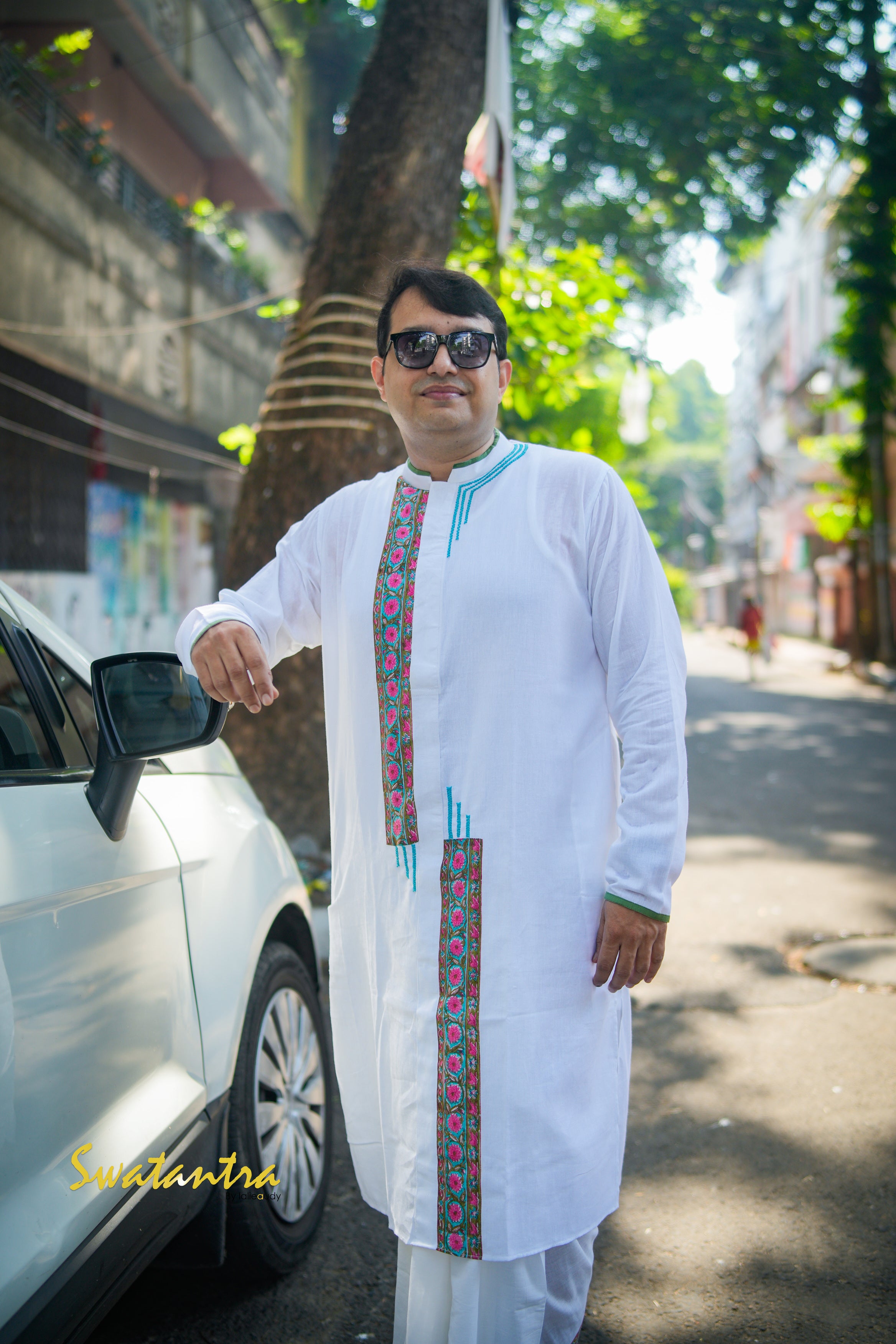 OFFWHITE BLUE LALIE SSR-KURTA