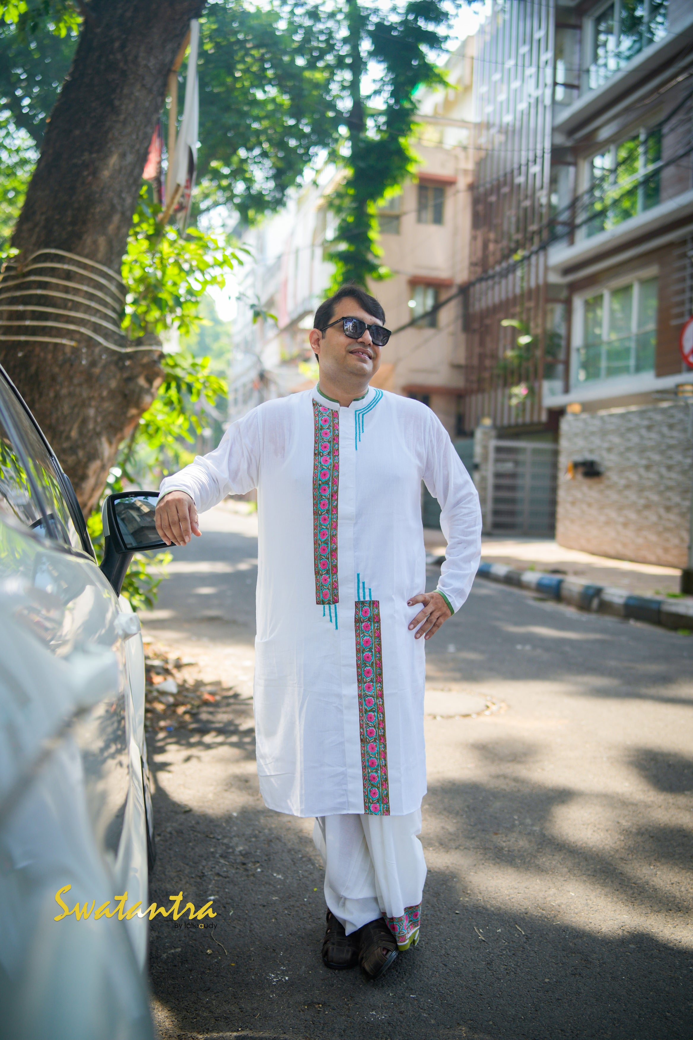 OFFWHITE BLUE LALIE SSR-DHOTI