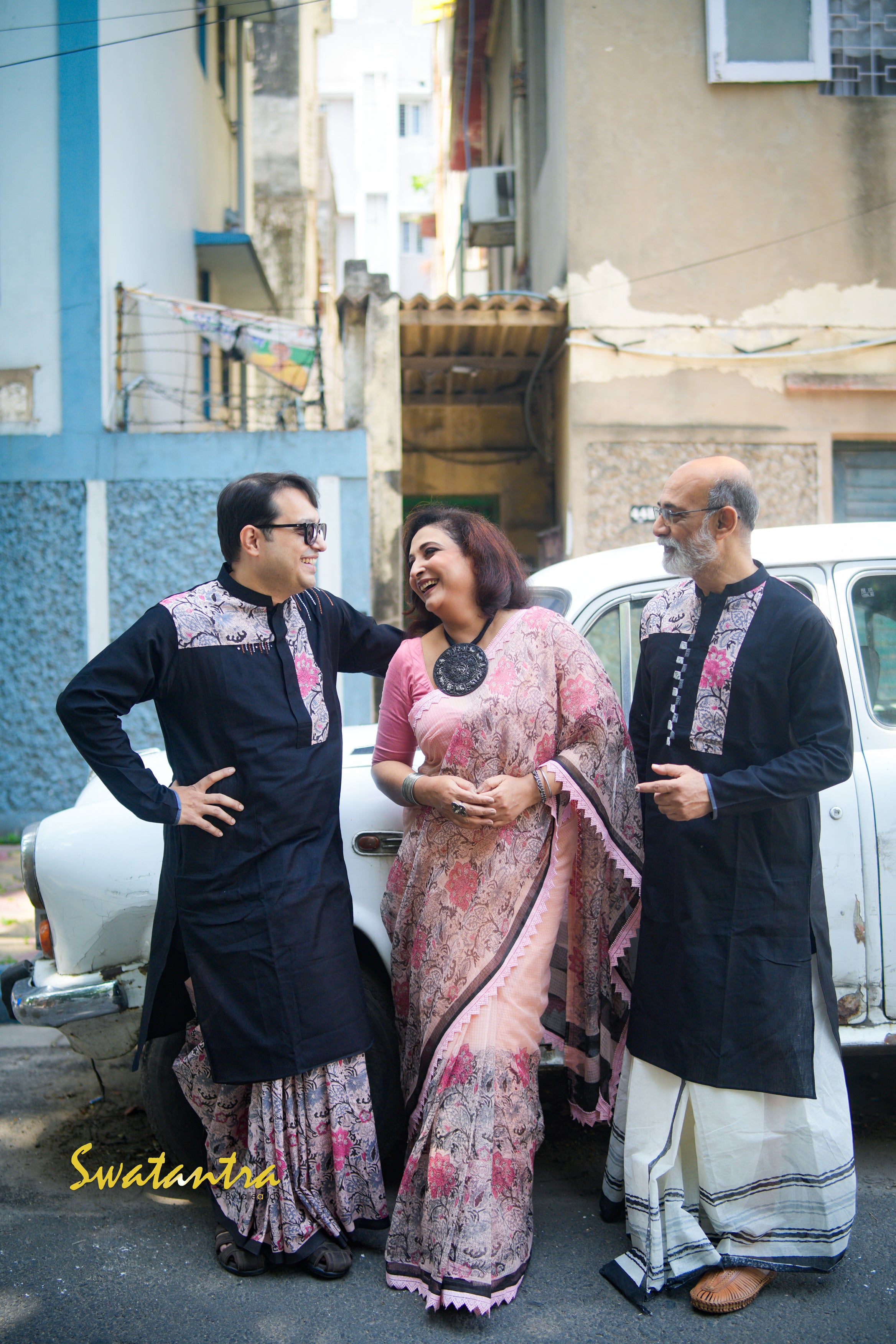 PEACH BLACK SSR-AUDY-DRDEB--KURTA WITH BROWN EMB