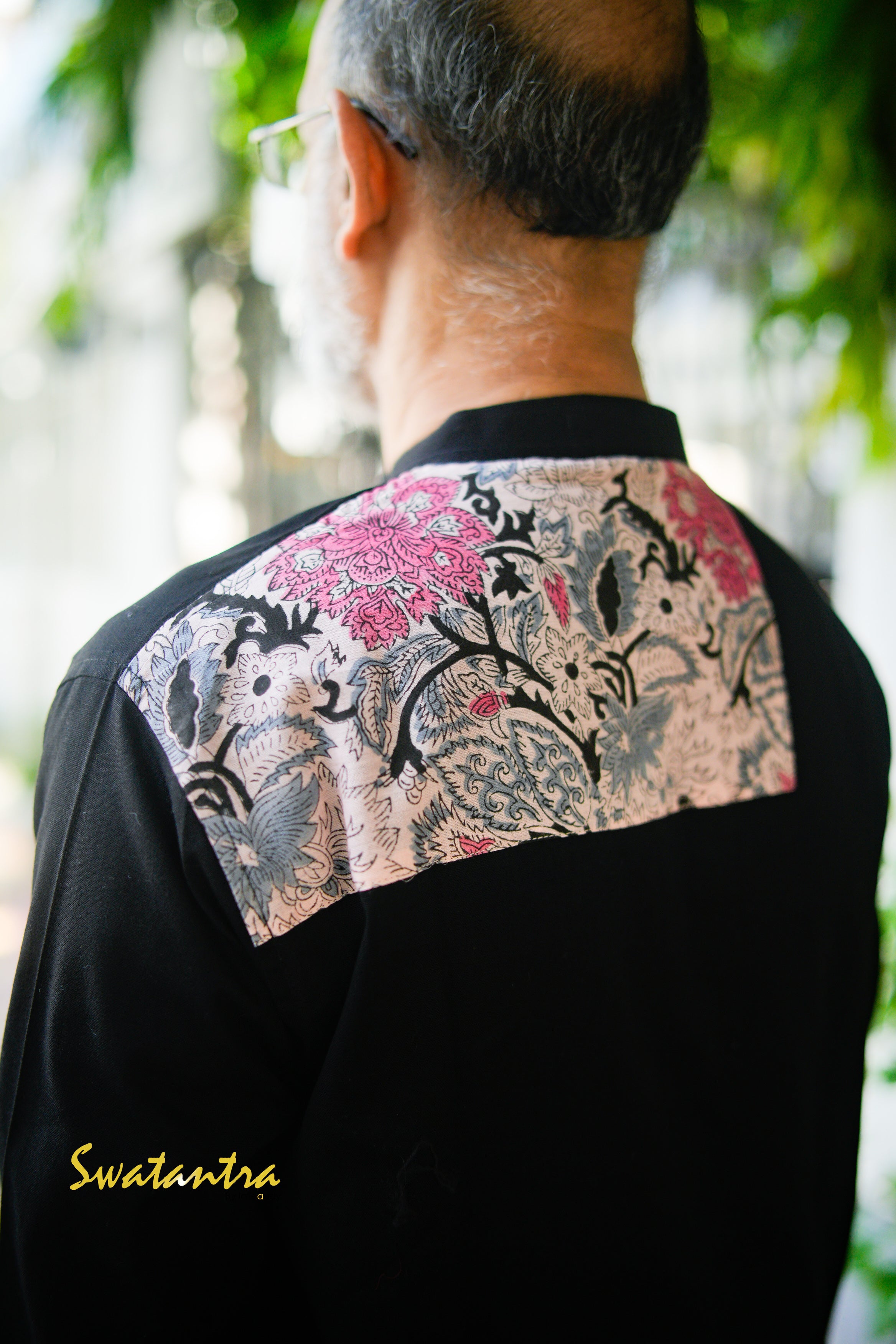 PEACH BLACK SSR-AUDY-DRDEB--KURTA WITH ASH EMB