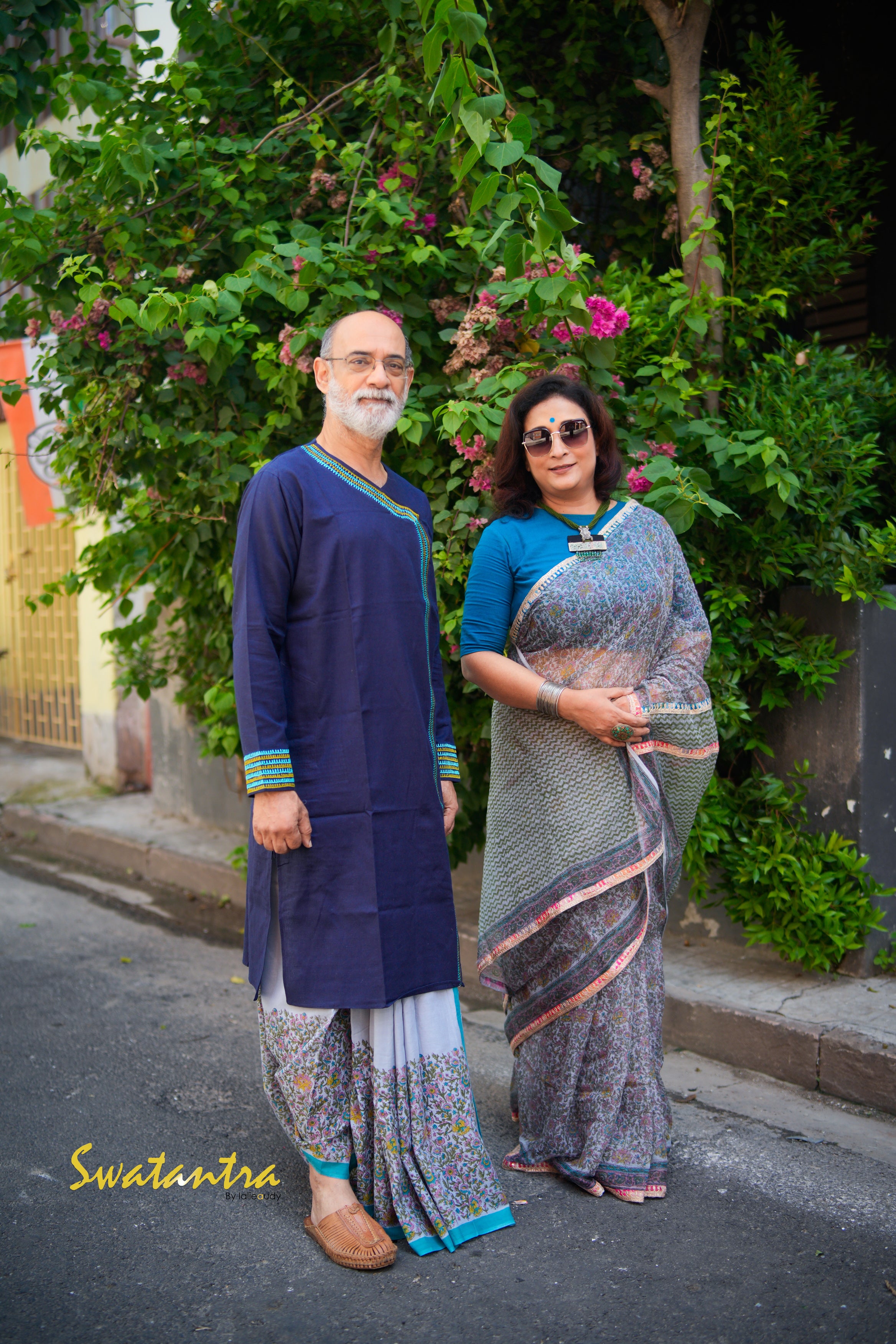 NAVY BLUE-ASH DRDEB AUDY - SAREE