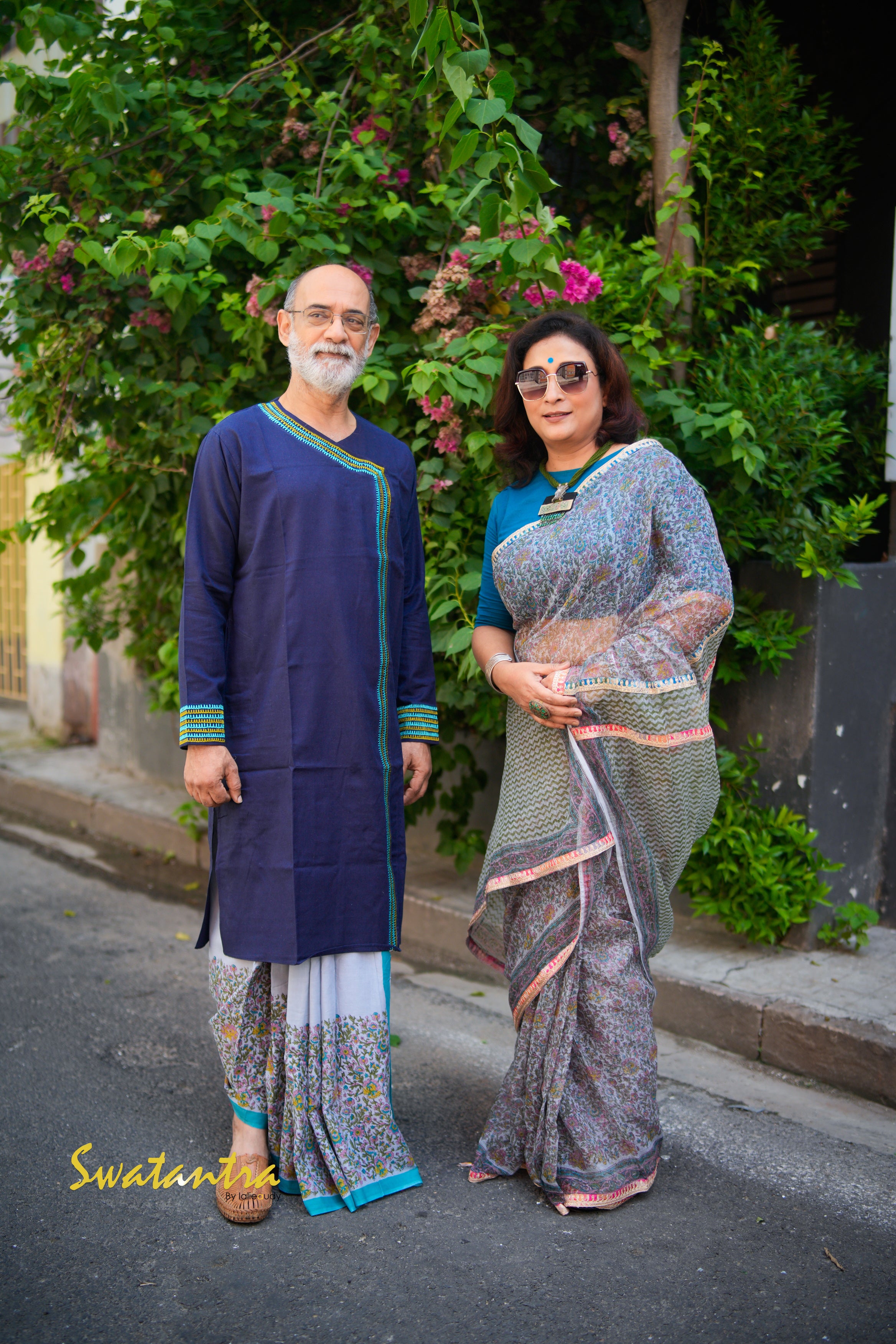 NAVY BLUE-ASH DRDEB AUDY - SAREE